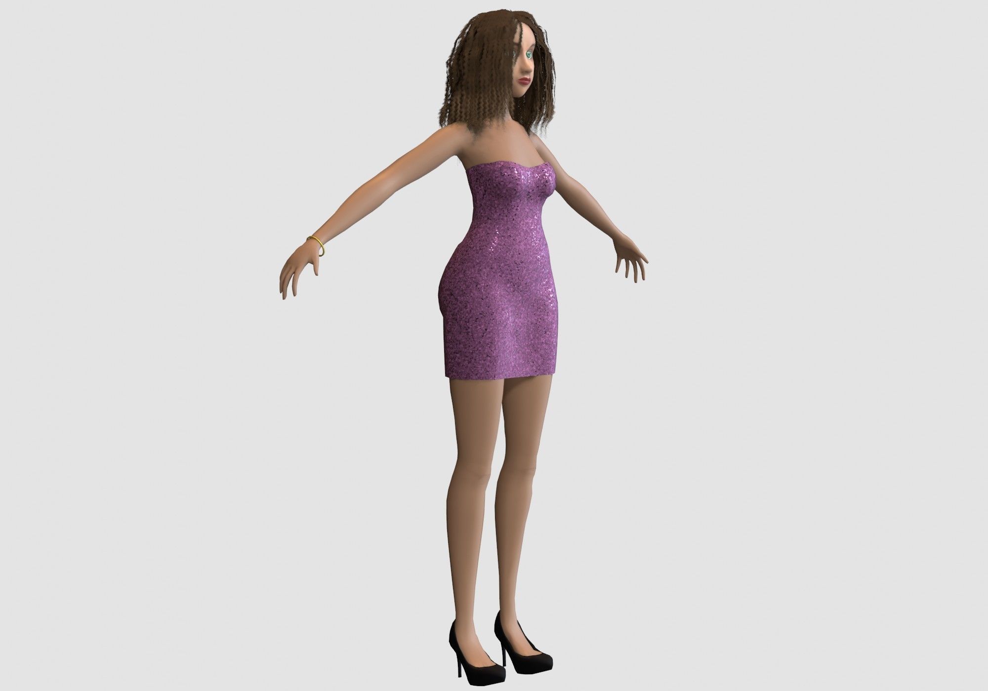 pretty party woman 3D model_1