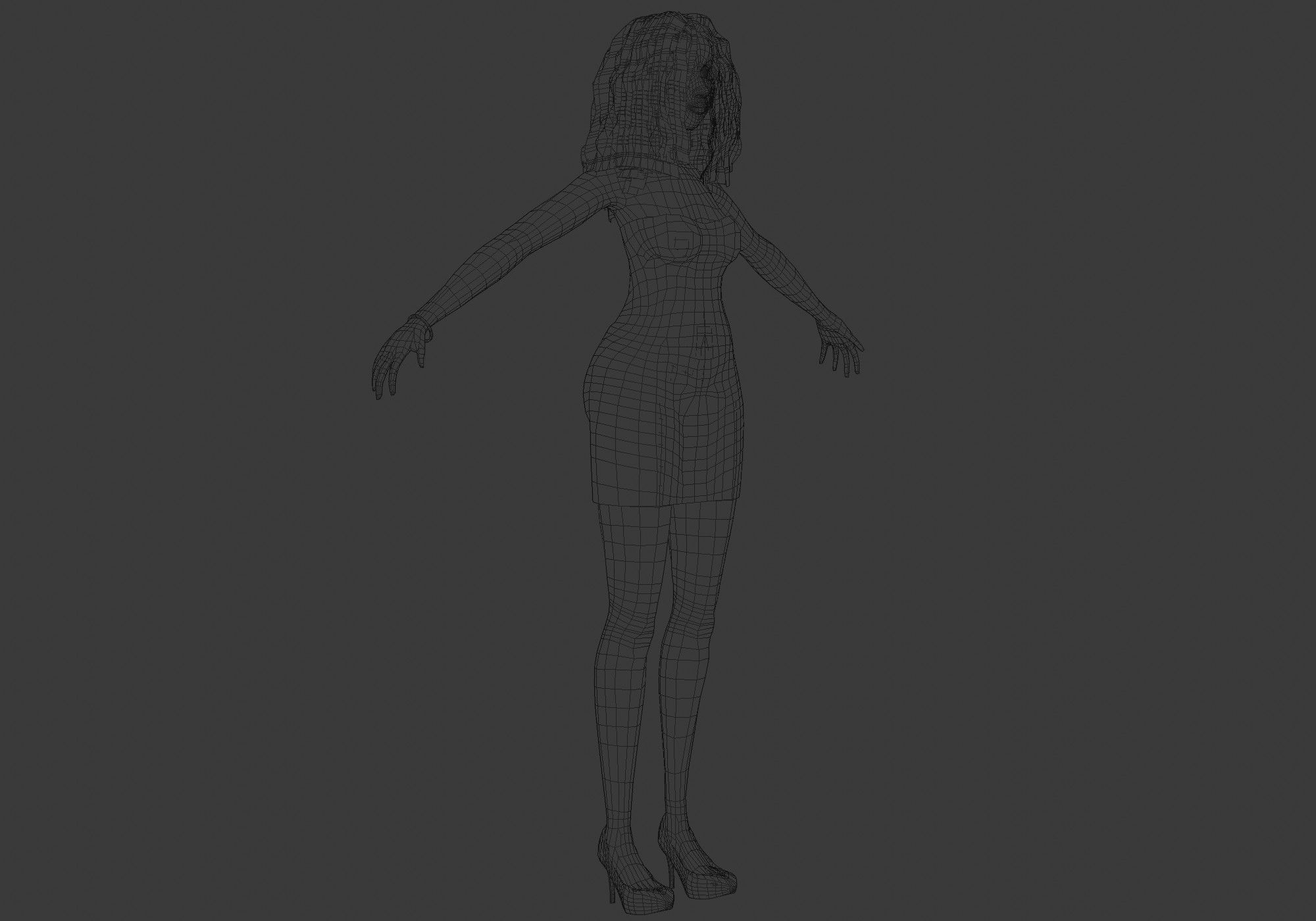 pretty party woman 3D model_6