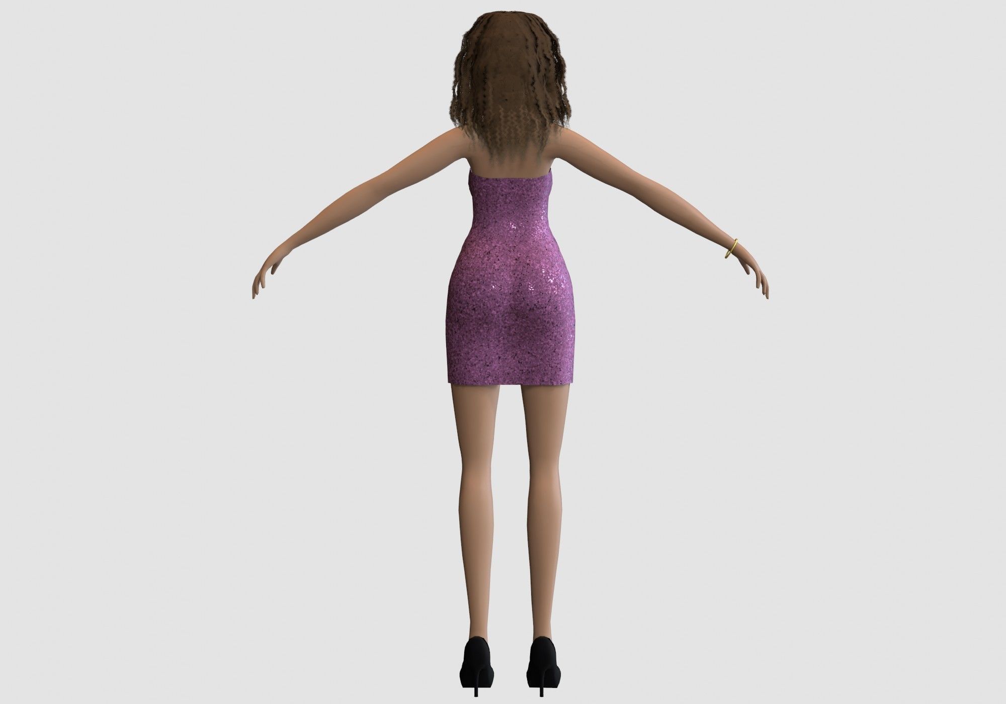 pretty party woman 3D model_4