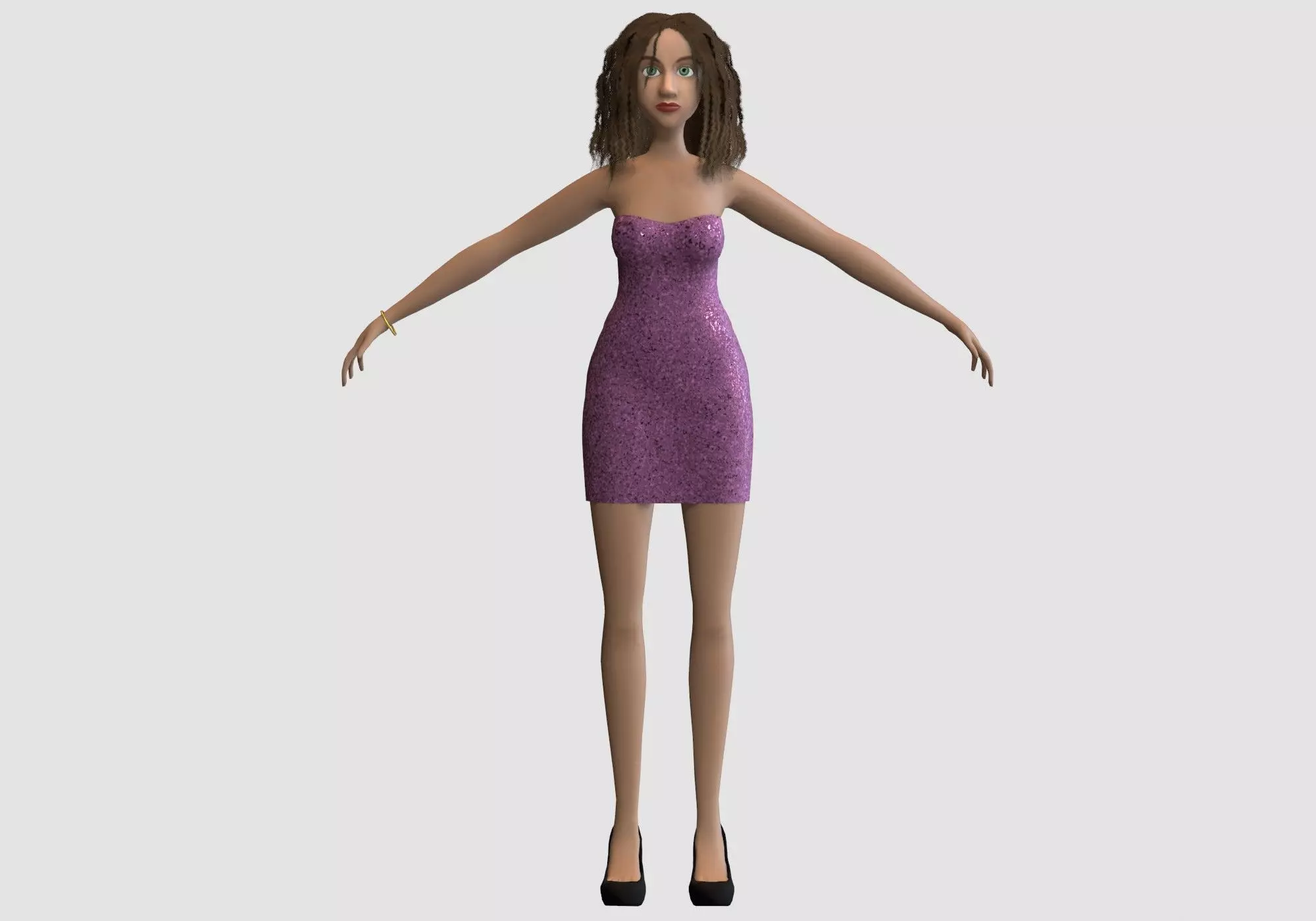 pretty party woman 3D model_0
