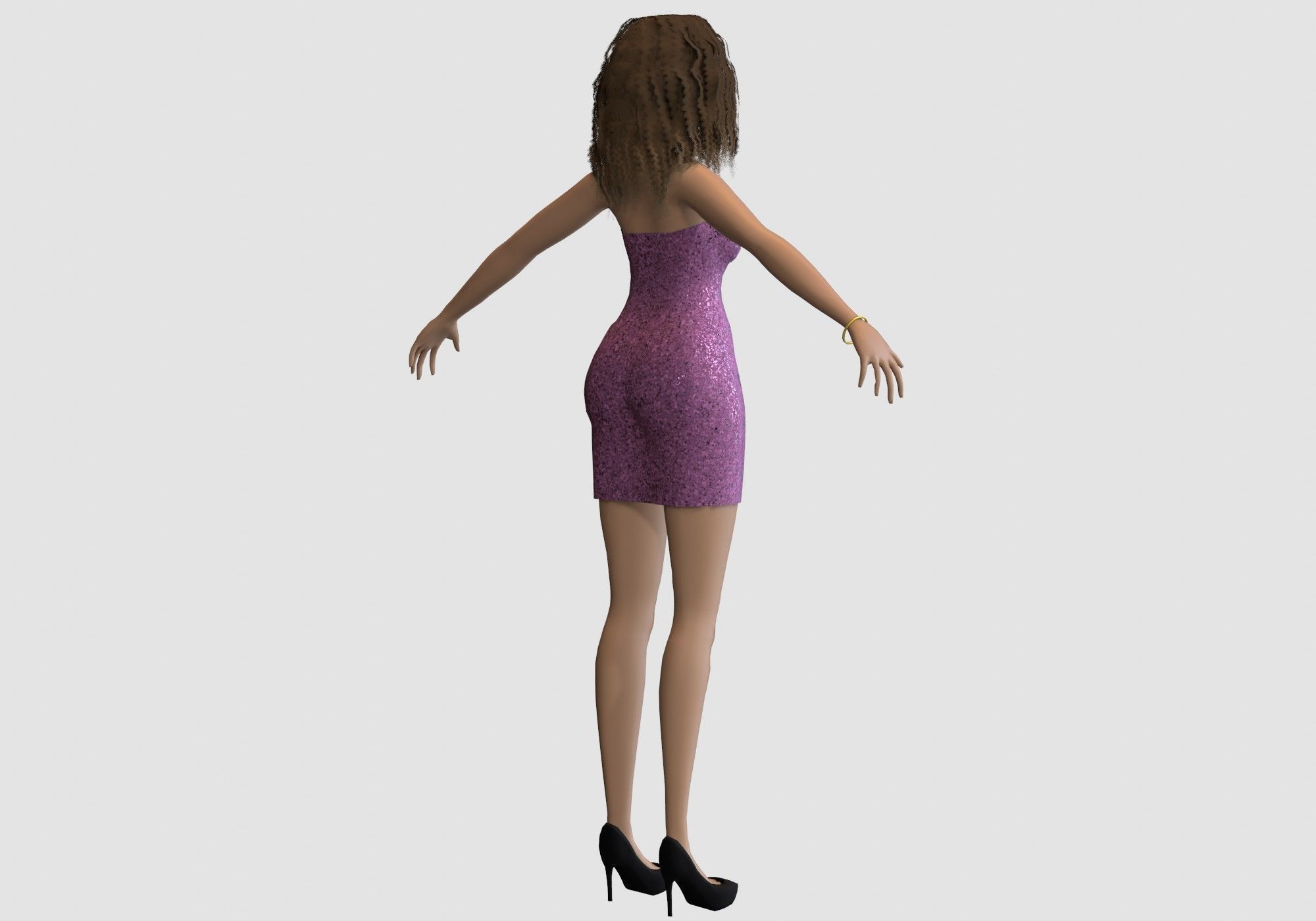 pretty party woman 3D model_3