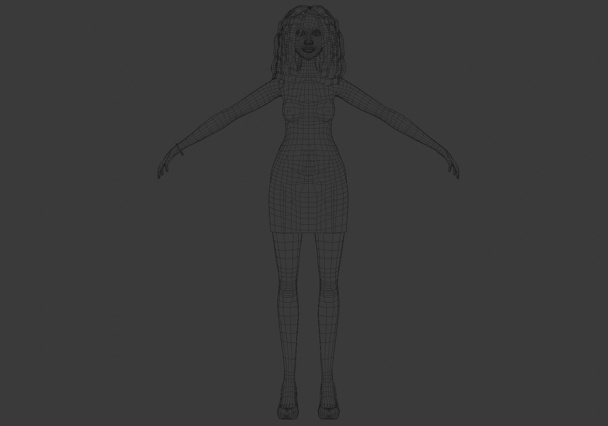 pretty party woman 3D model_5