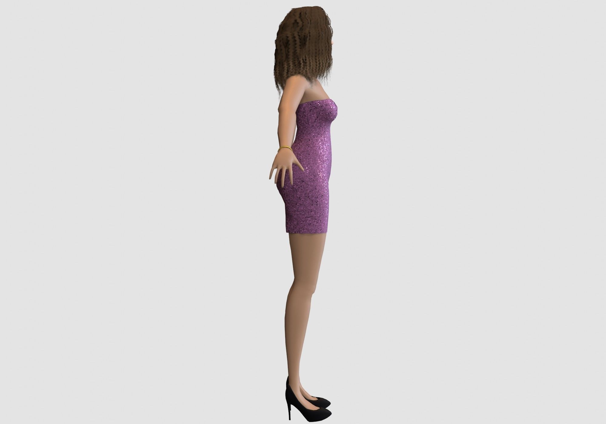 pretty party woman 3D model_2