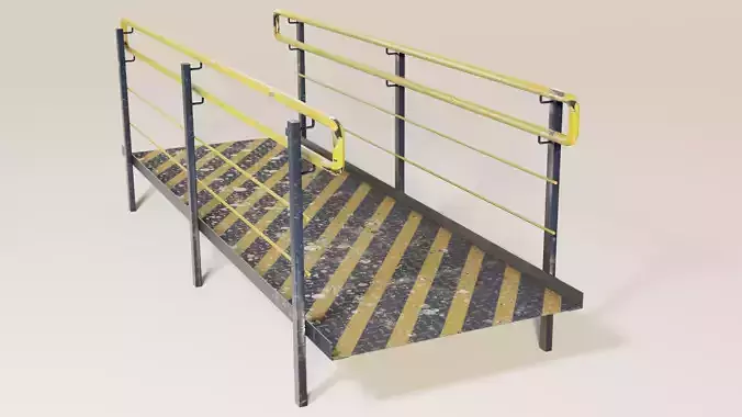 Ramp 3 PBR stair railings and handrails 3D model