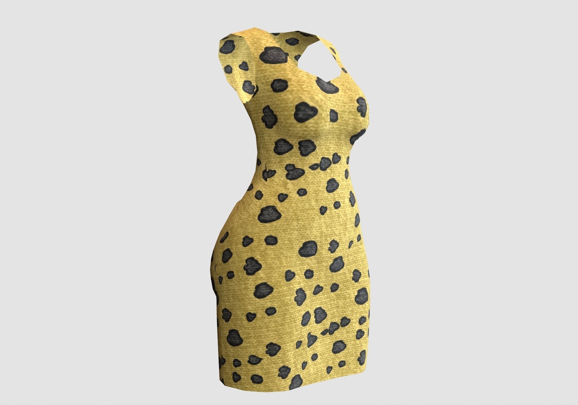 leopard pattern dress 3D model_1