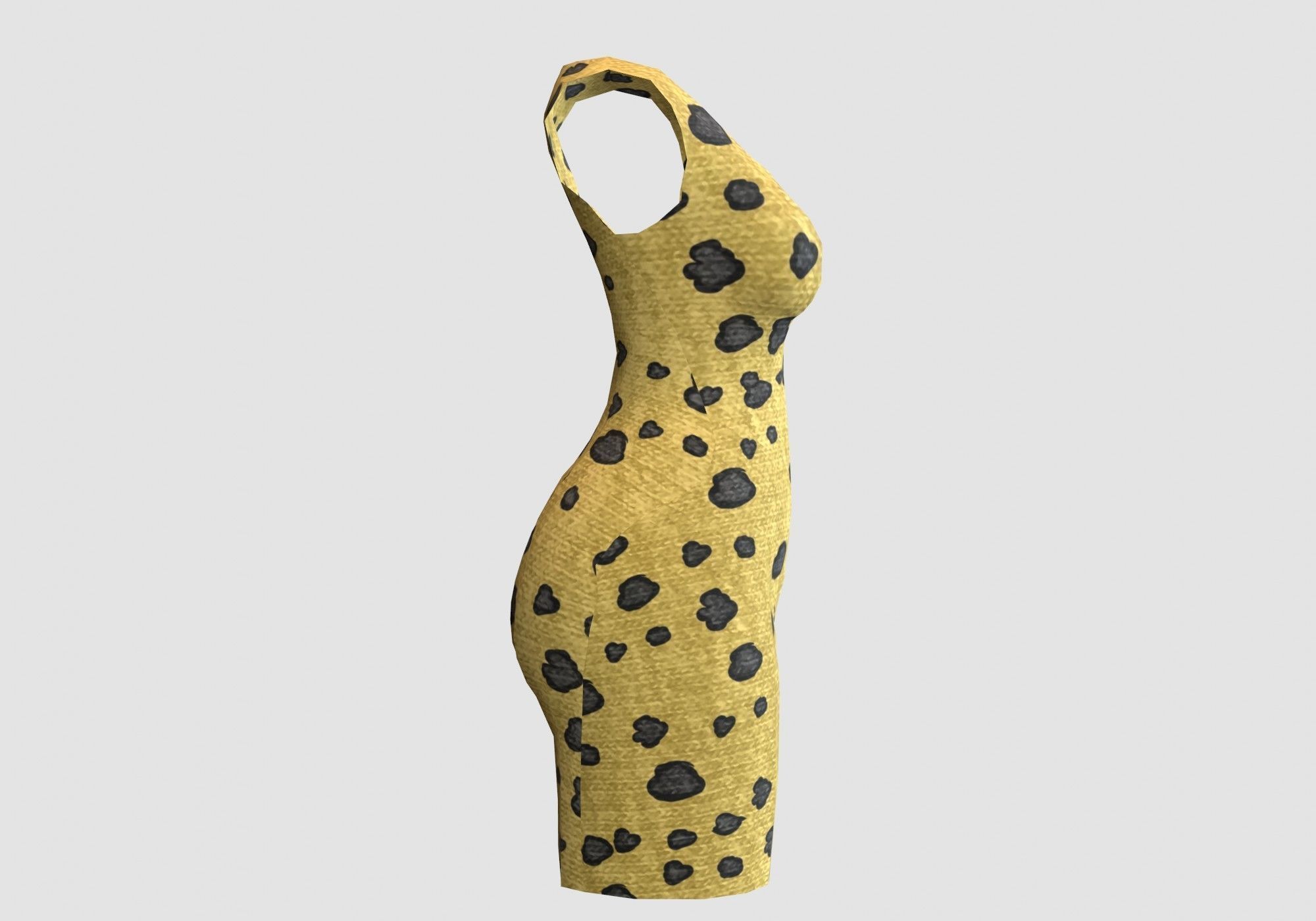 leopard pattern dress 3D model_2
