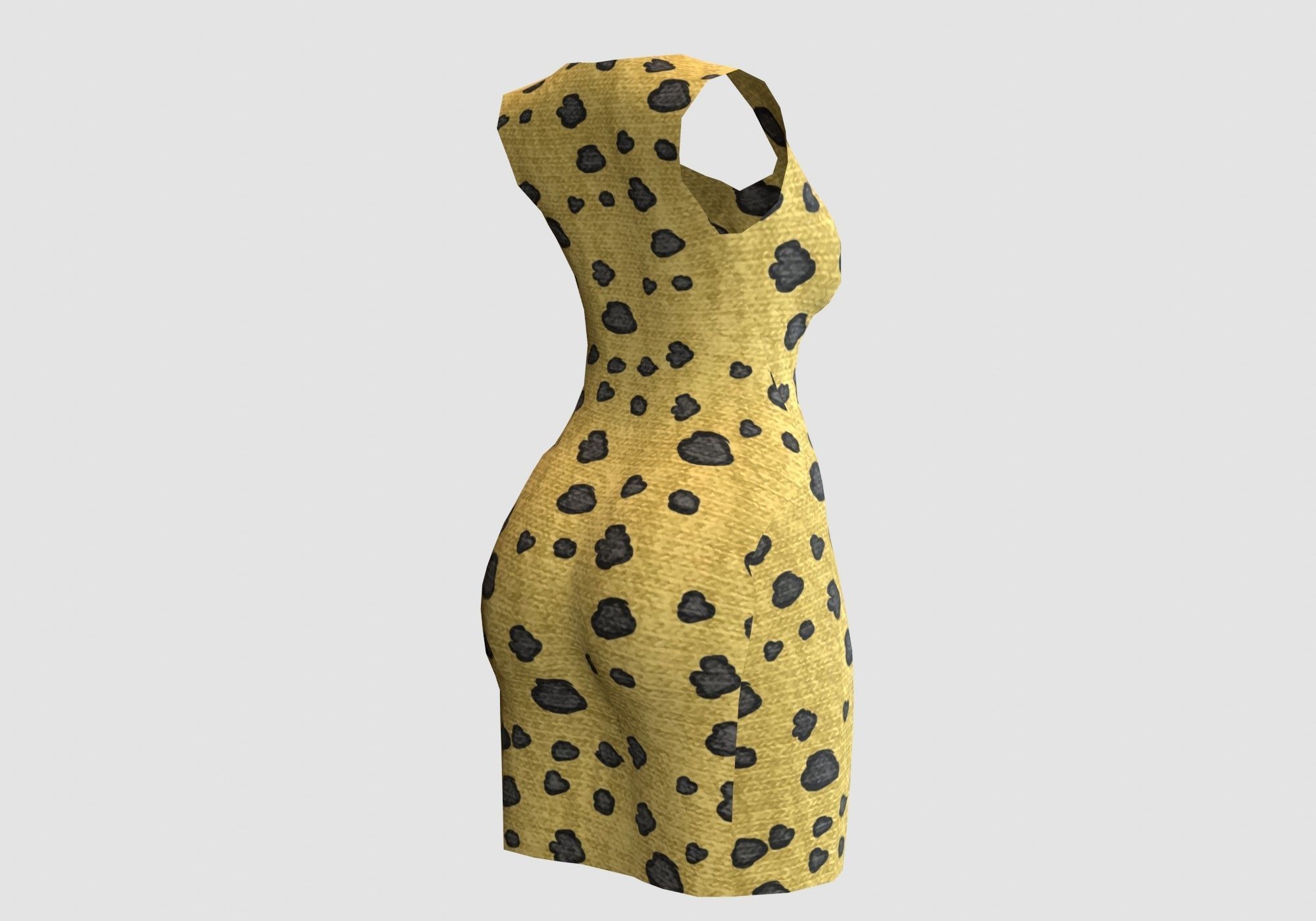 leopard pattern dress 3D model_3