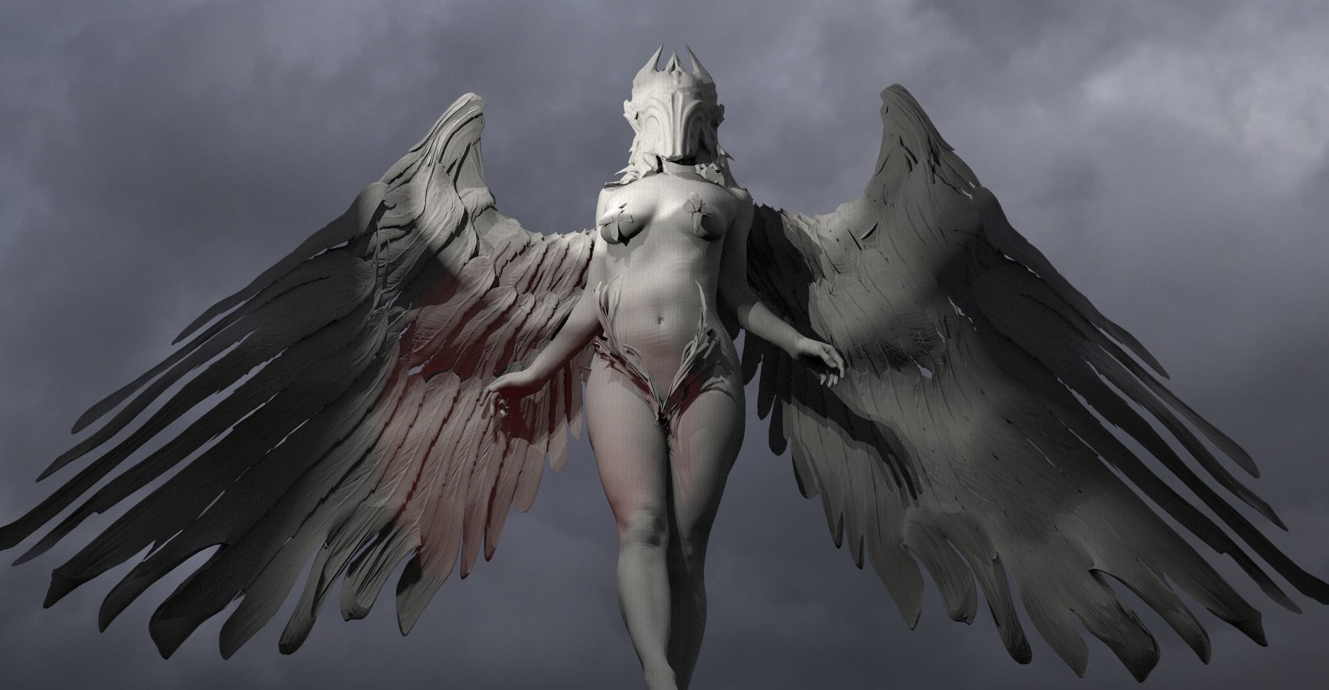 Valkyrie statue Winged  3D model_1