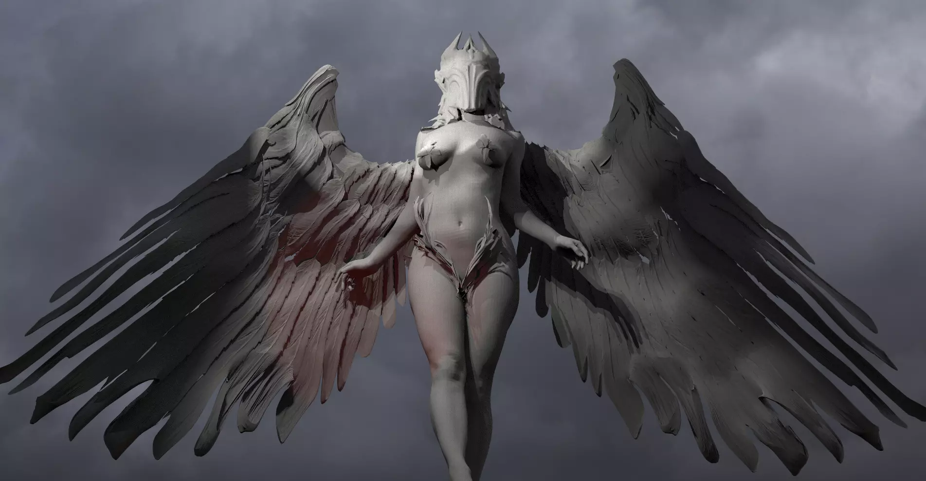 Valkyrie statue Winged  3D model_0