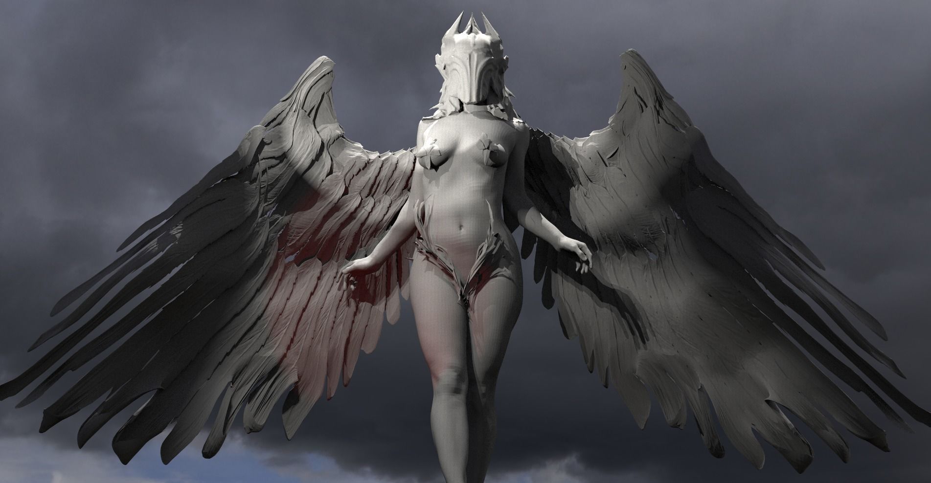 Valkyrie statue Winged  3D model_2