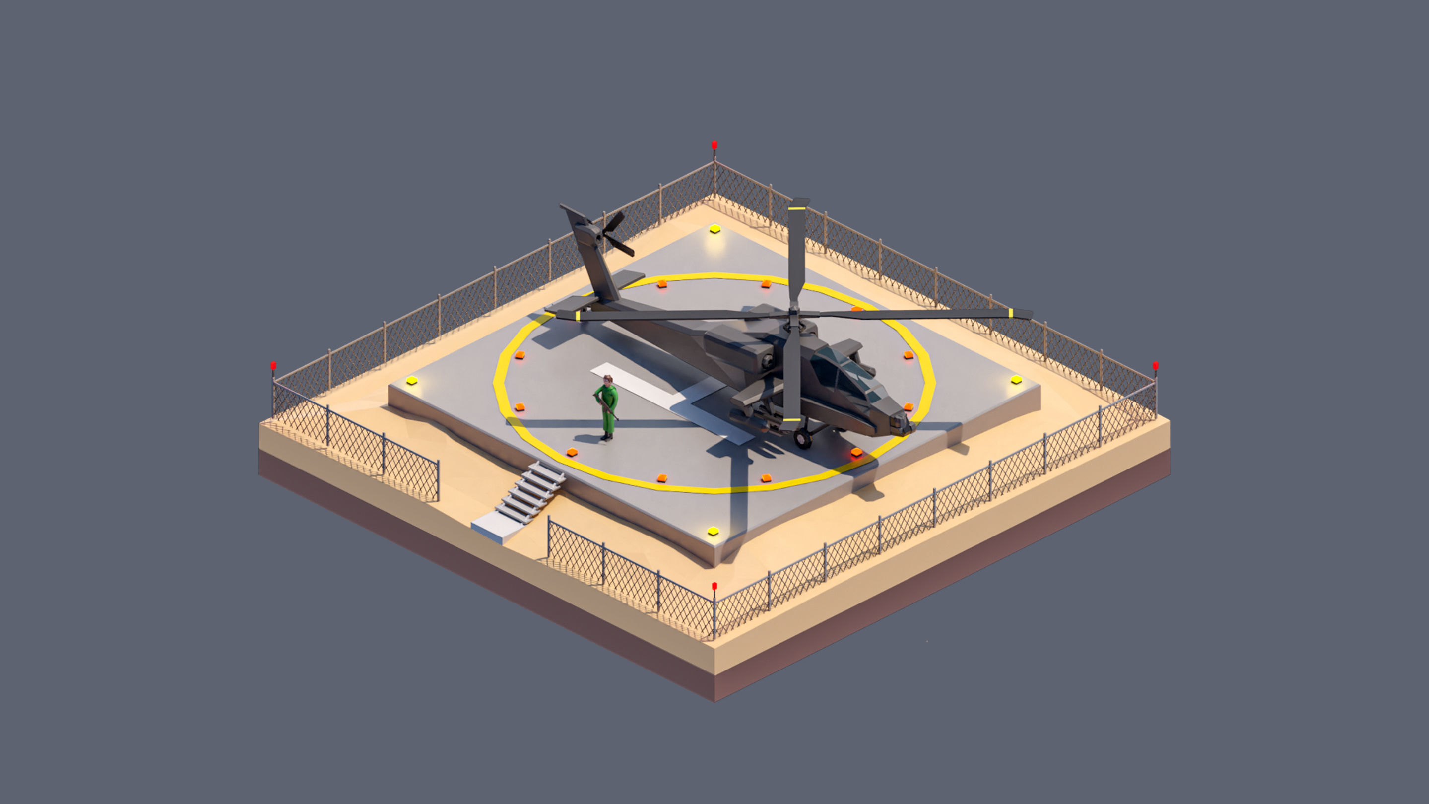 Worlds Square Low-poly 3D model_89