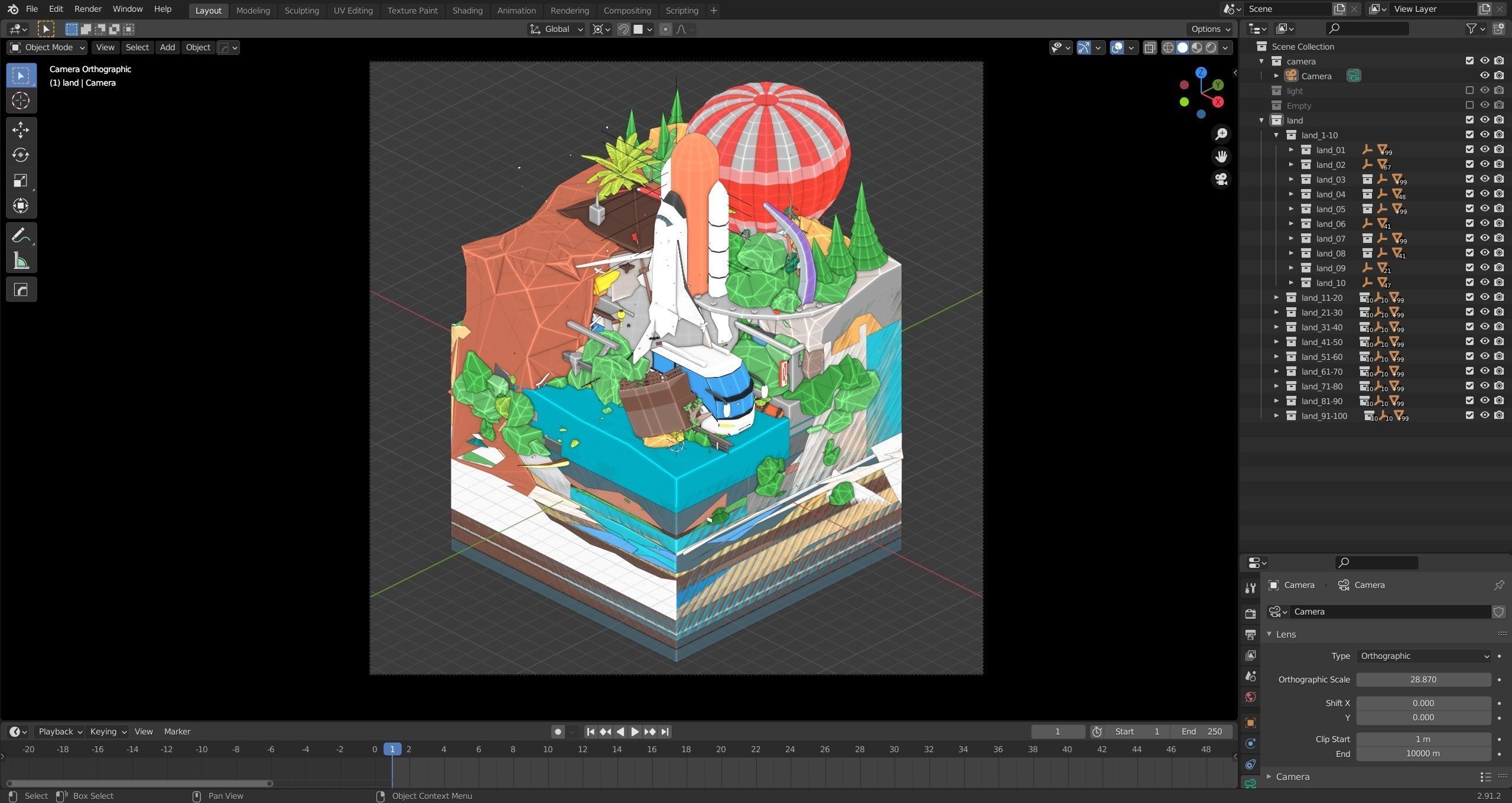 Worlds Square Low-poly 3D model_109