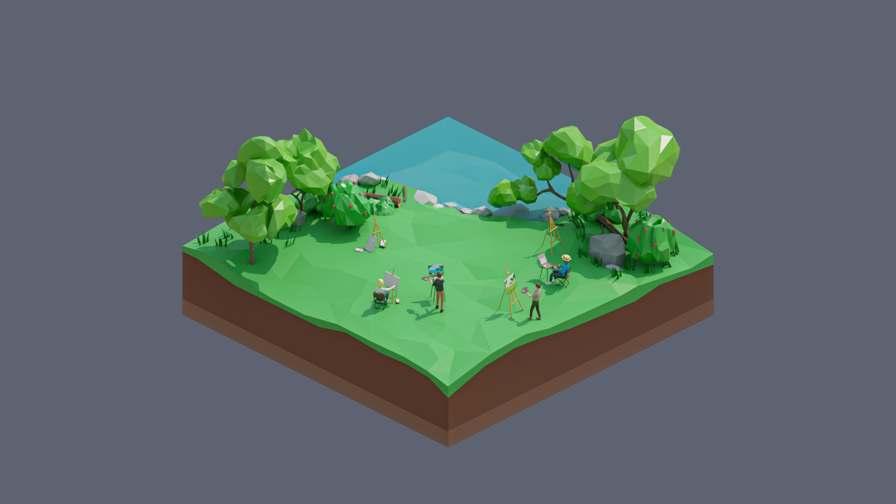 Worlds Square Low-poly 3D model_105