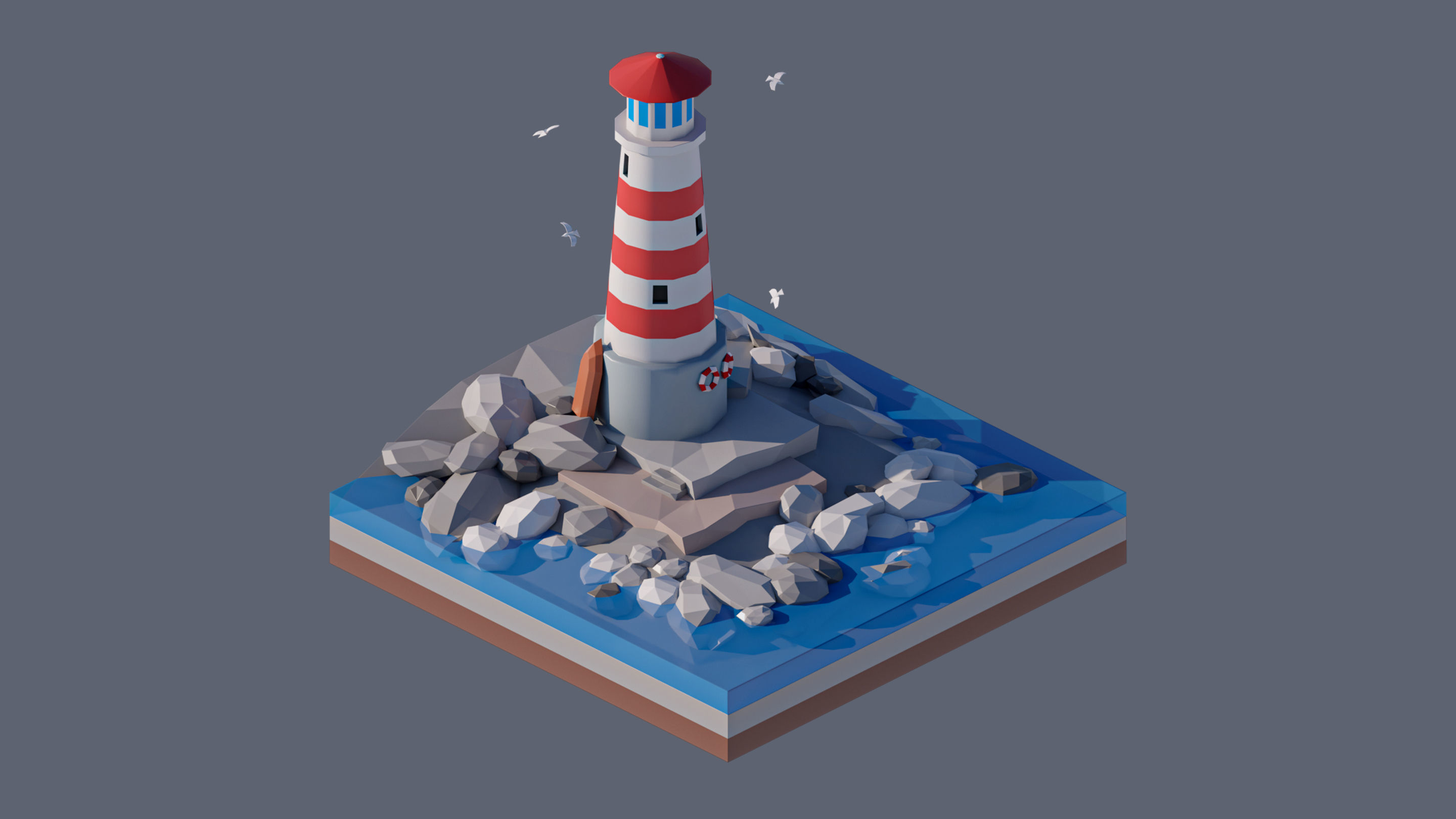 Worlds Square Low-poly 3D model_57