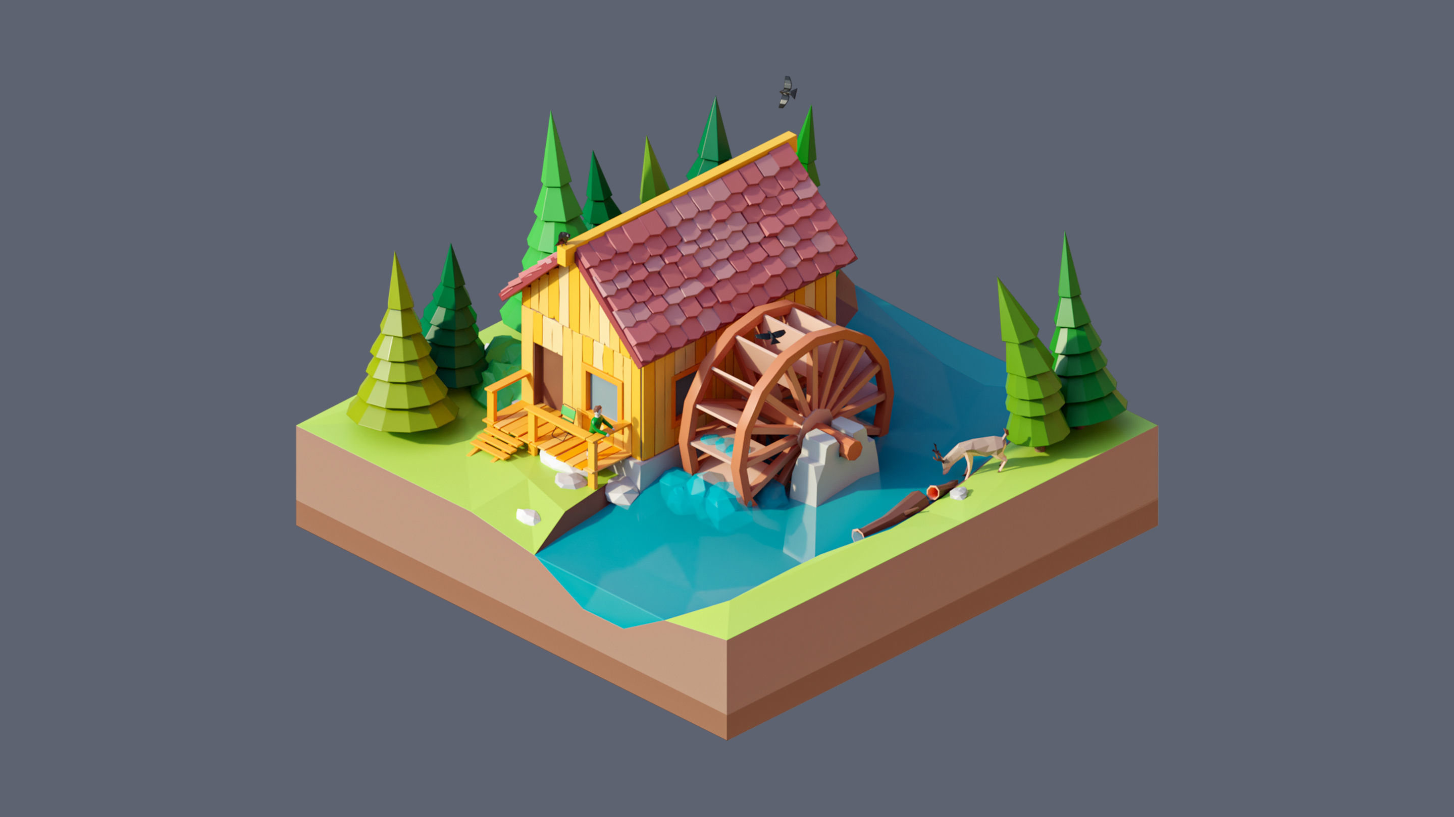 Worlds Square Low-poly 3D model_18