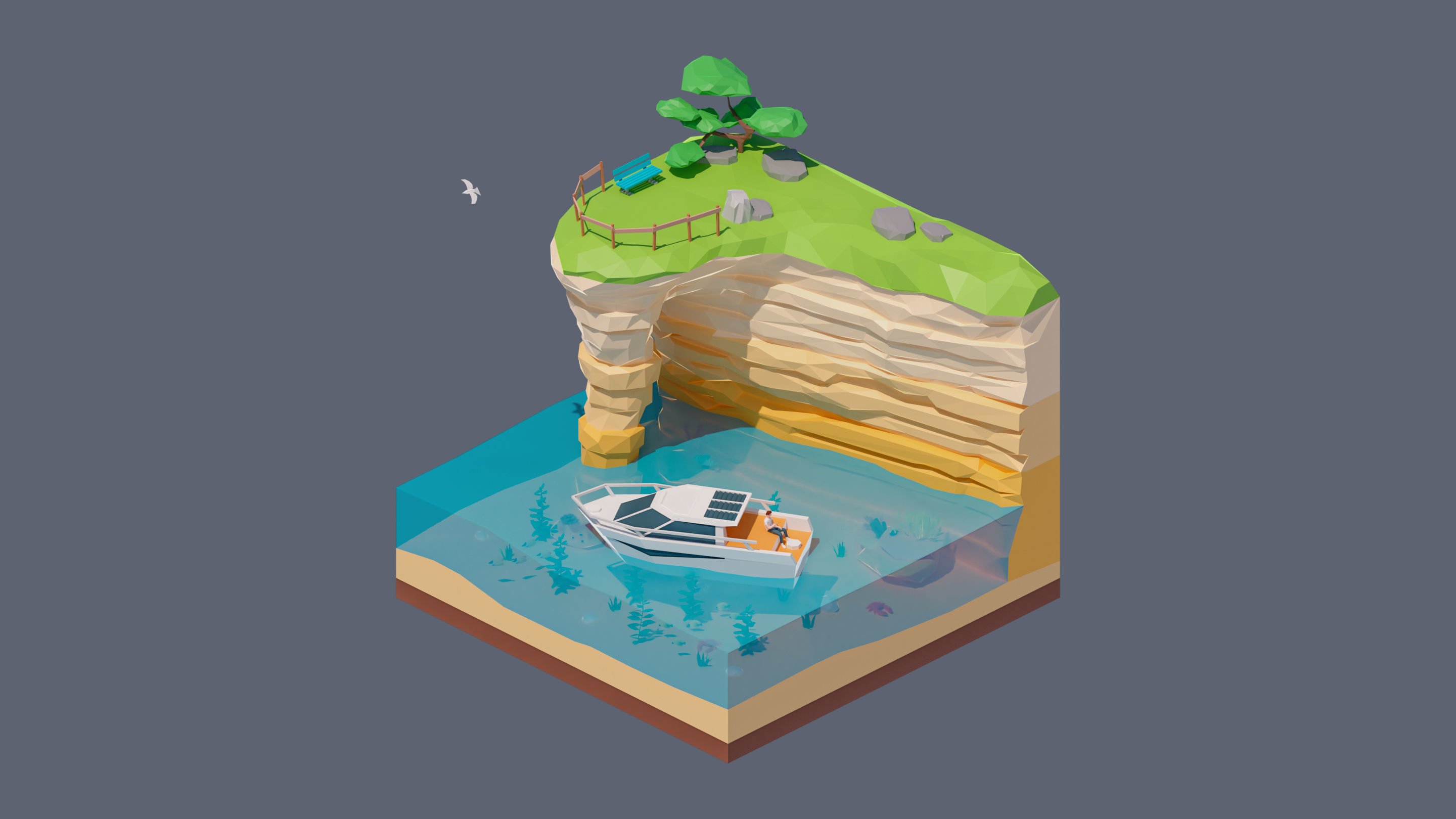 Worlds Square Low-poly 3D model_100