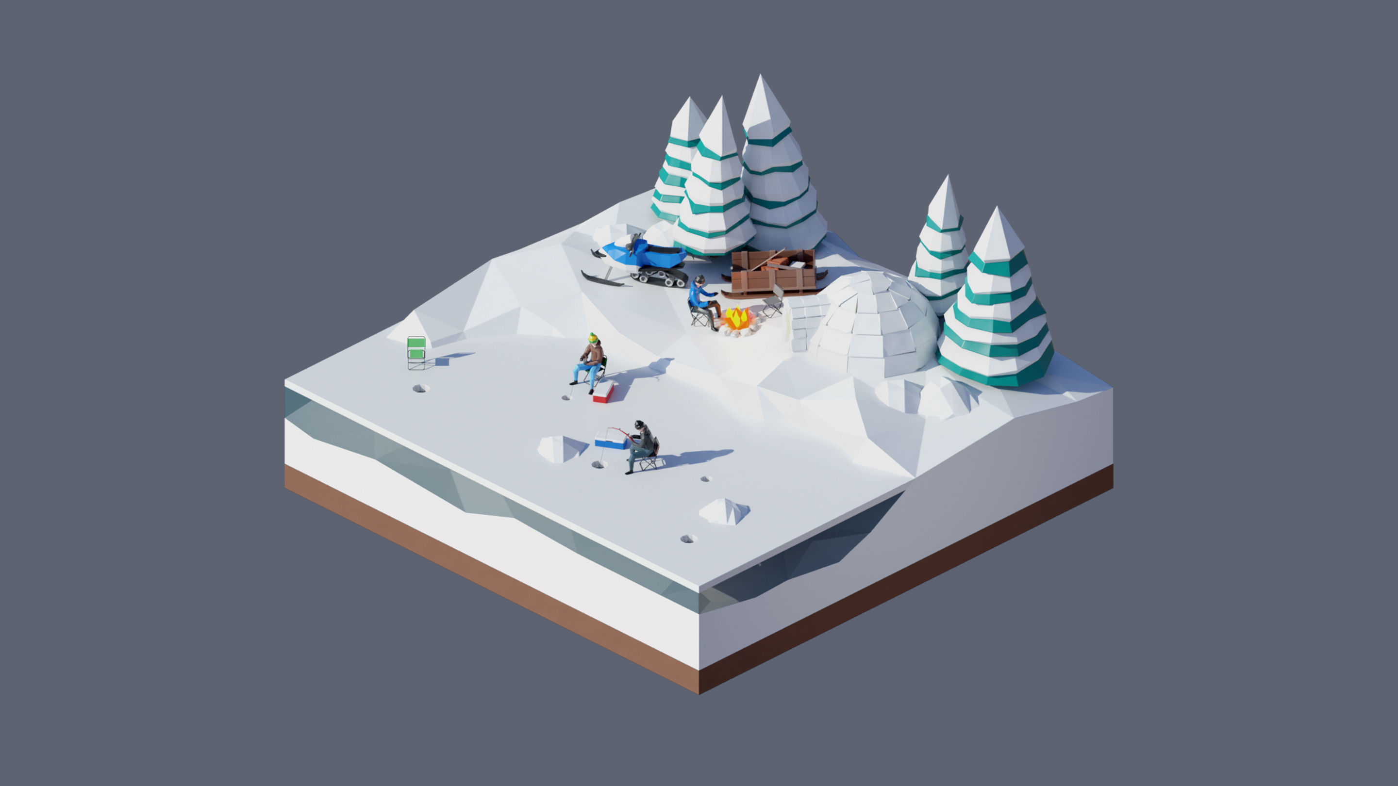 Worlds Square Low-poly 3D model_38