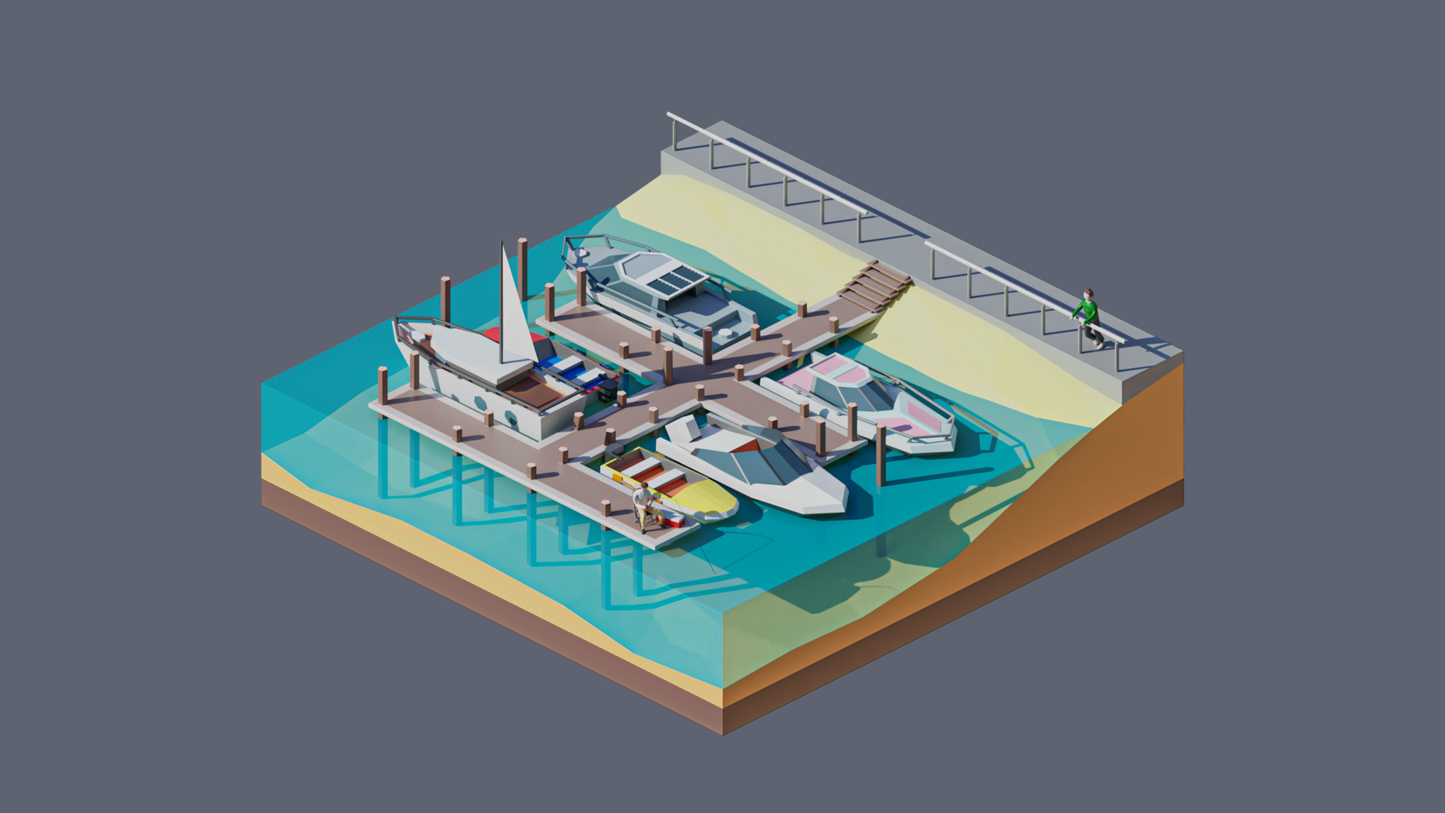 Worlds Square Low-poly 3D model_53