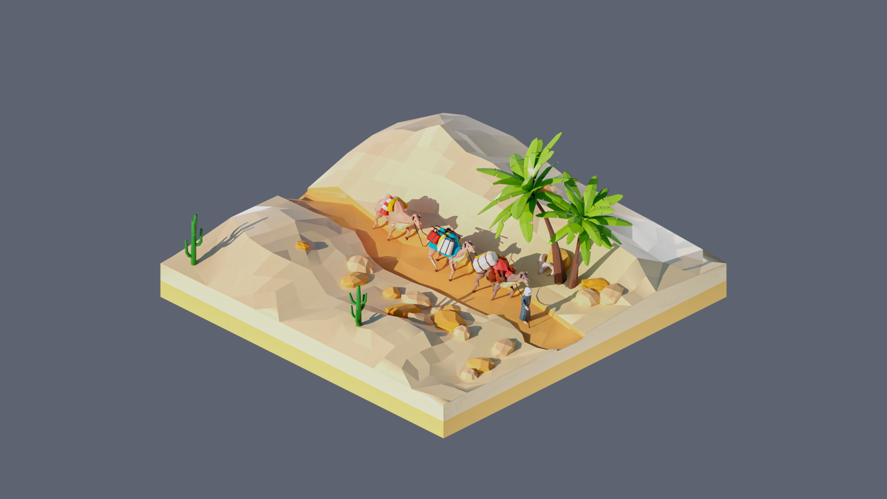 Worlds Square Low-poly 3D model_47