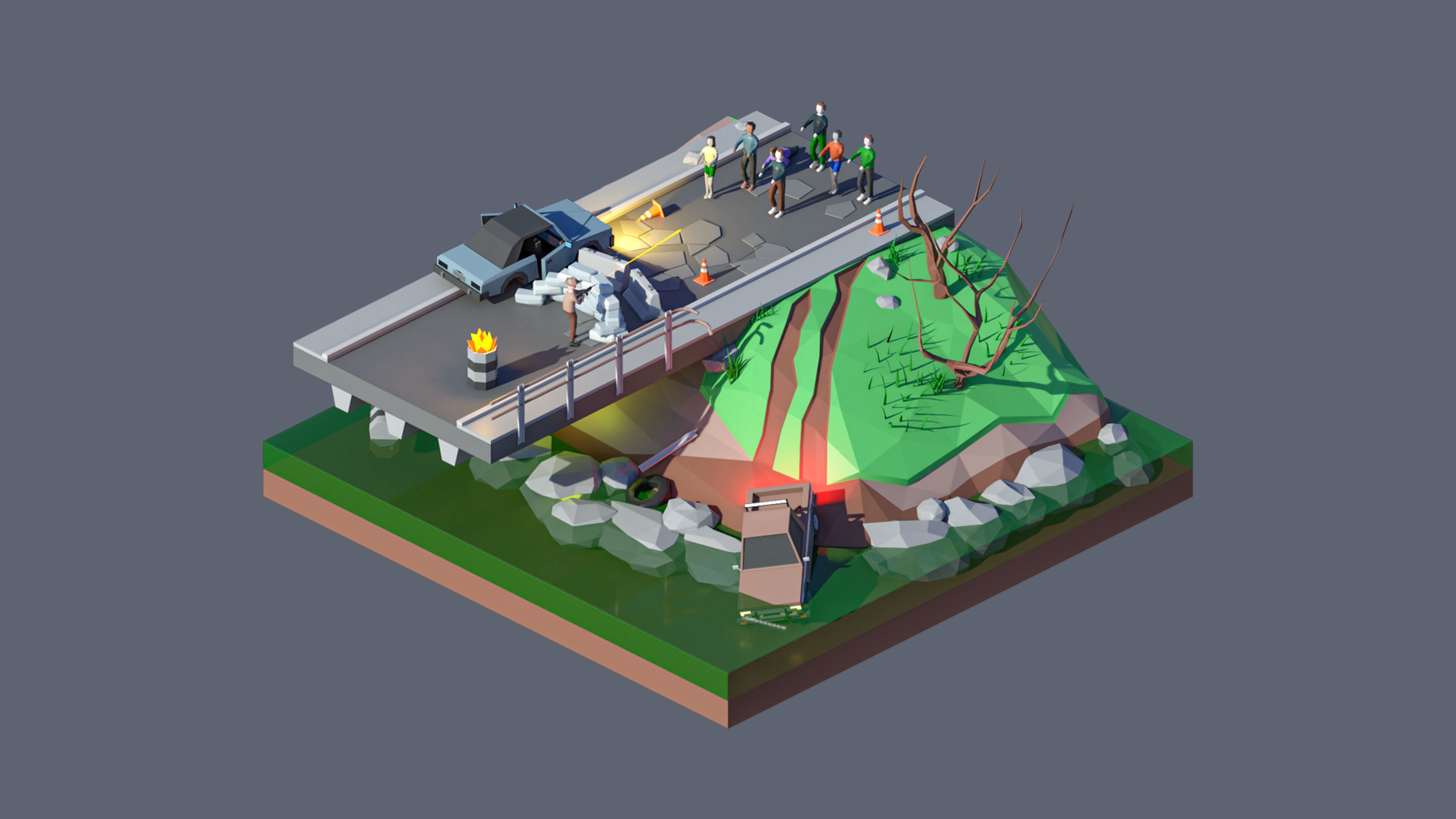 Worlds Square Low-poly 3D model_25