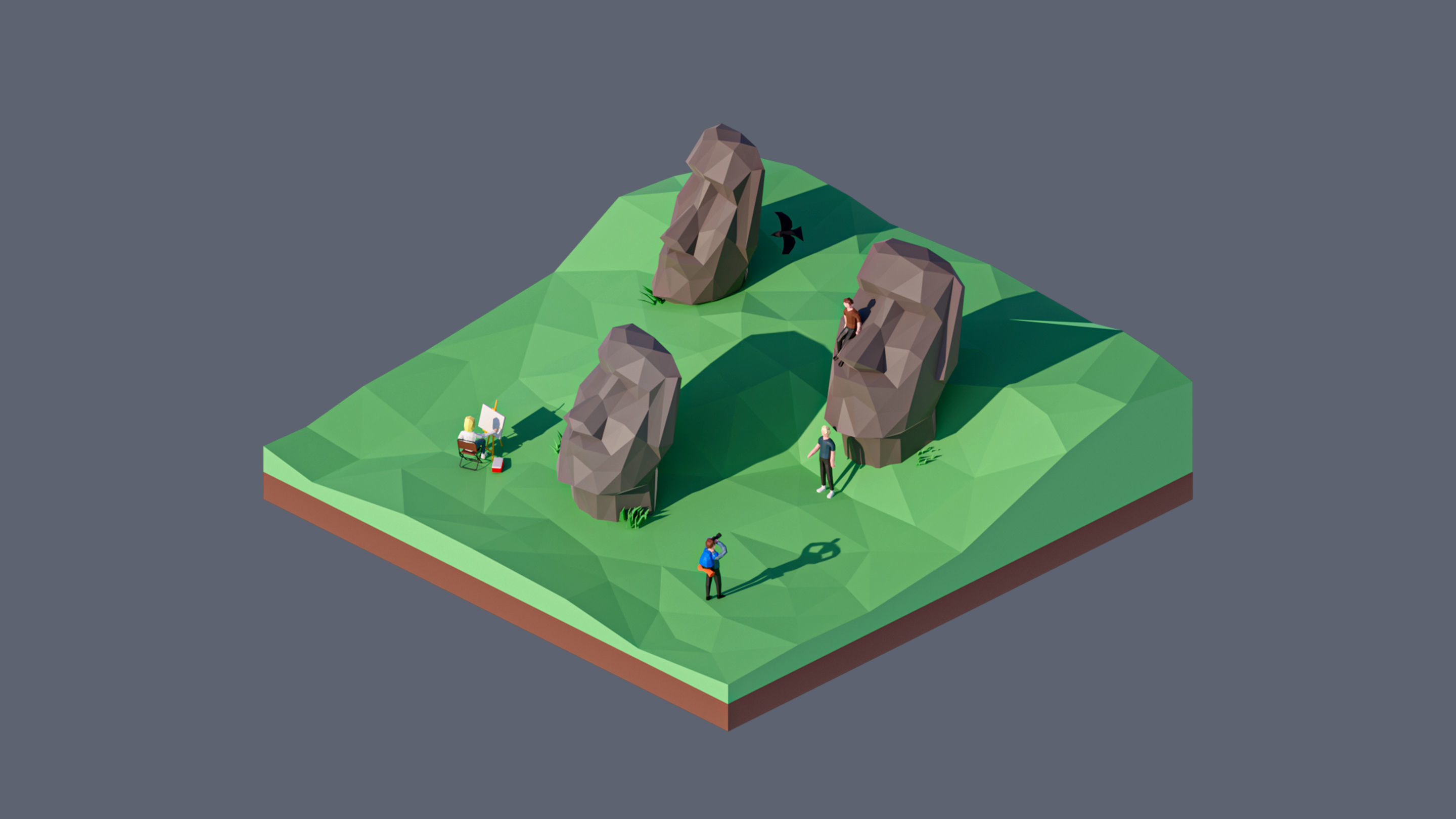 Worlds Square Low-poly 3D model_98
