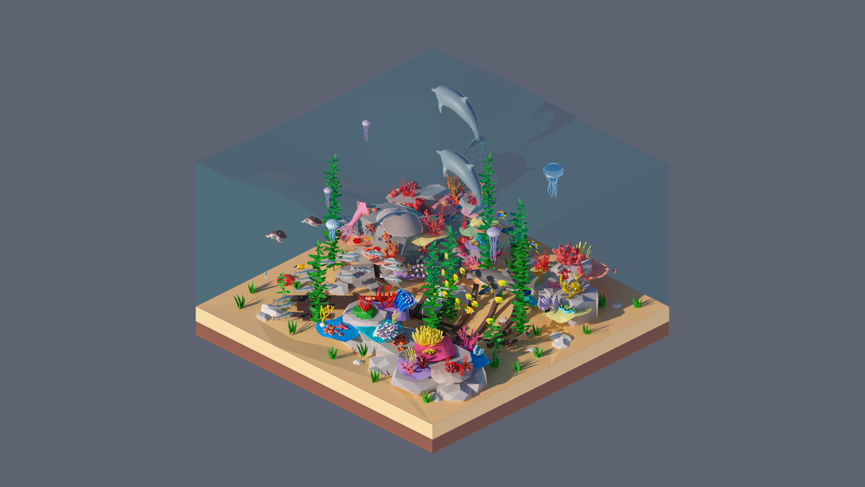 Worlds Square Low-poly 3D model_99