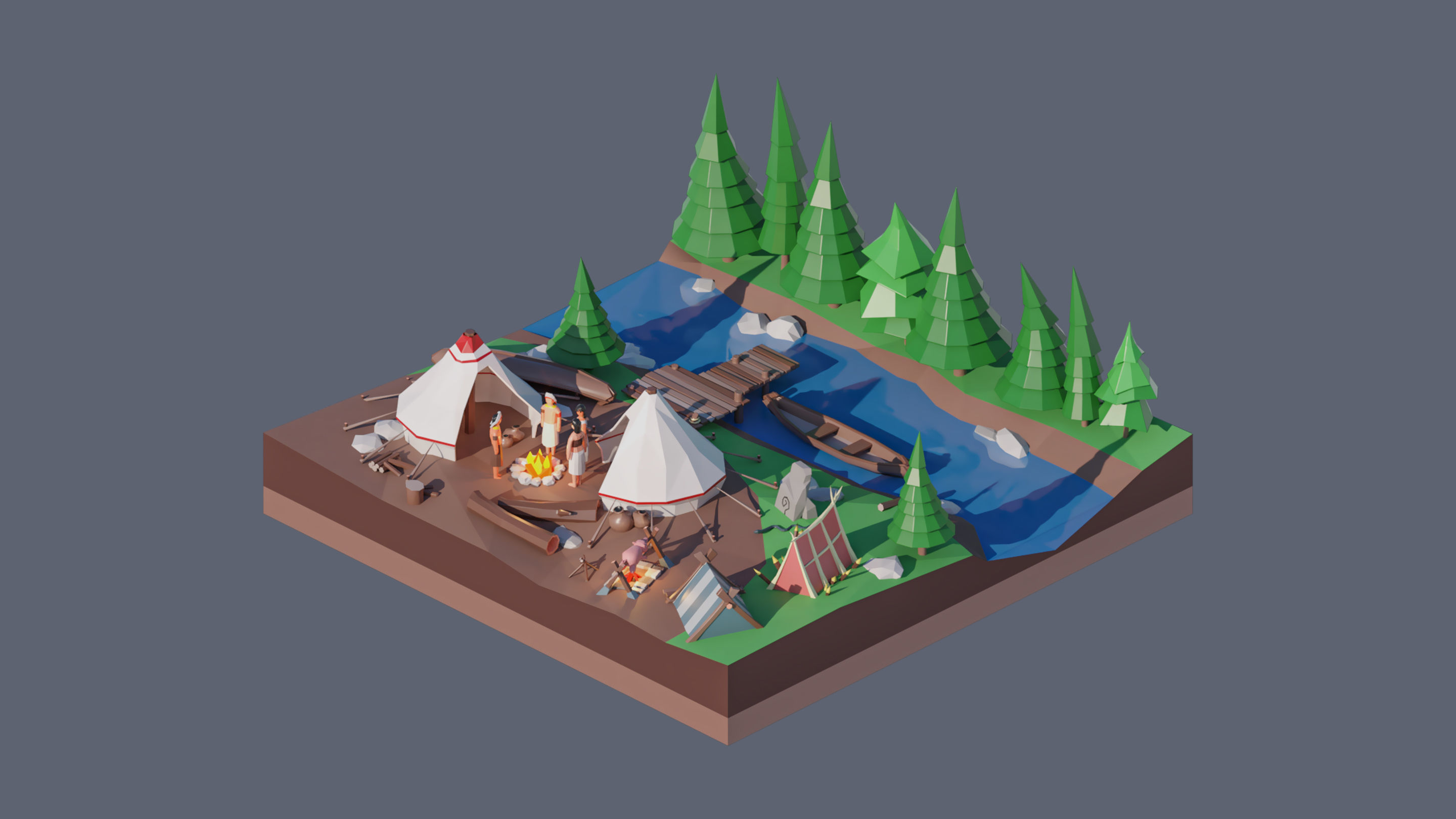 Worlds Square Low-poly 3D model_76