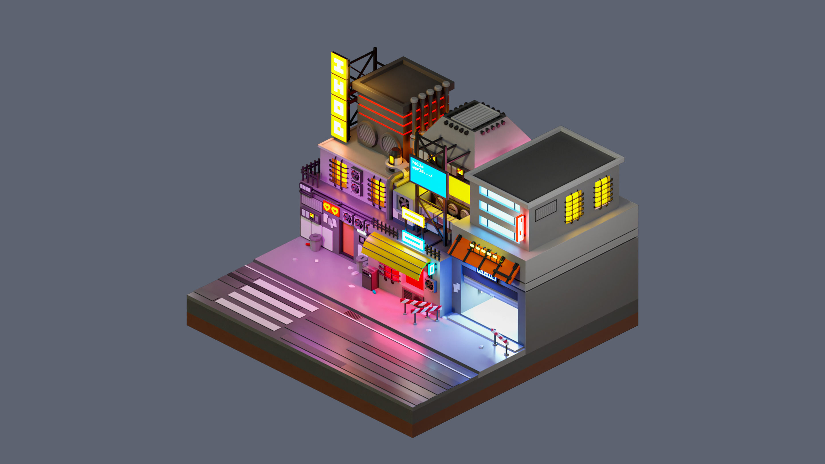Worlds Square Low-poly 3D model_11