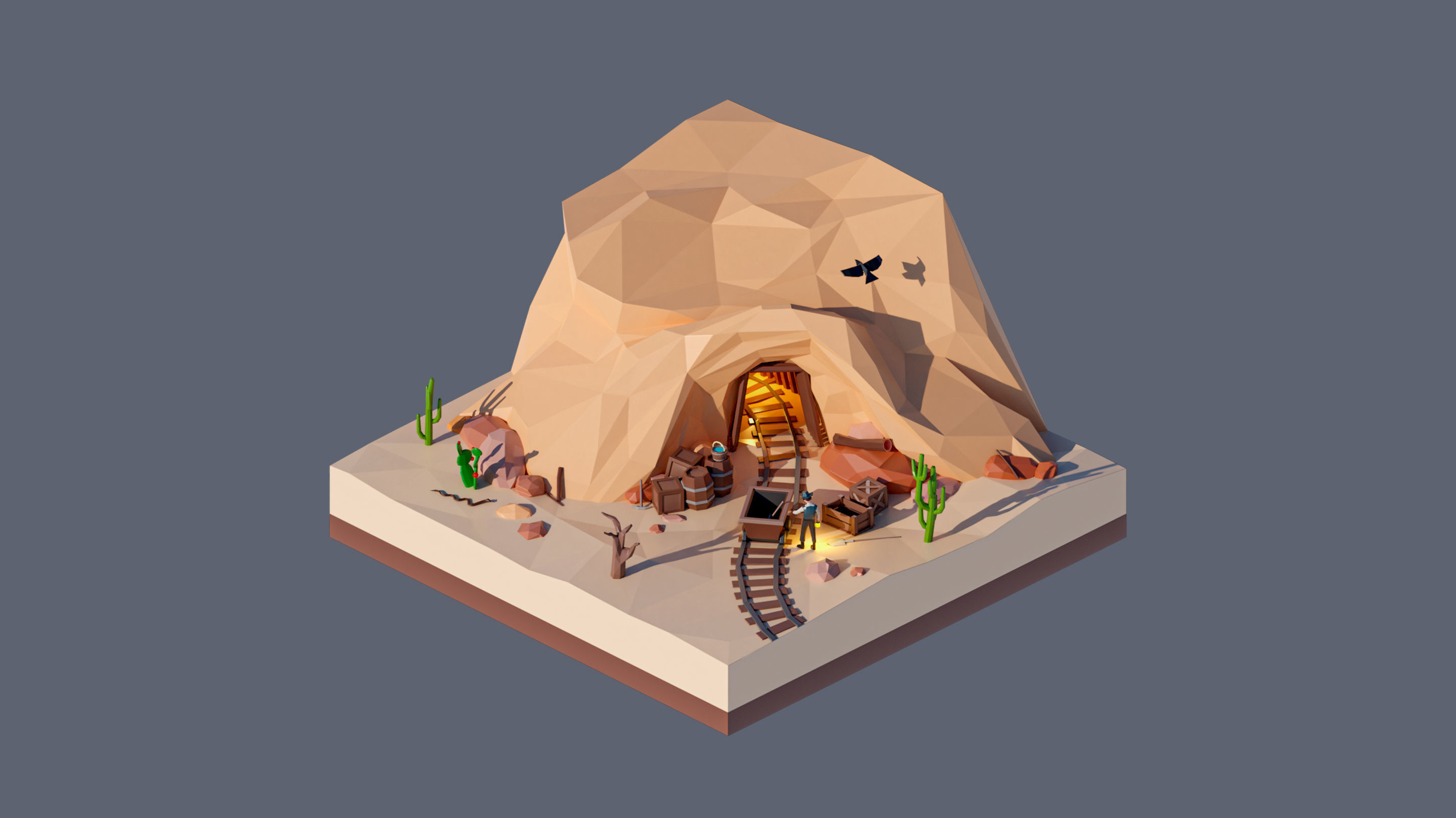 Worlds Square Low-poly 3D model_54