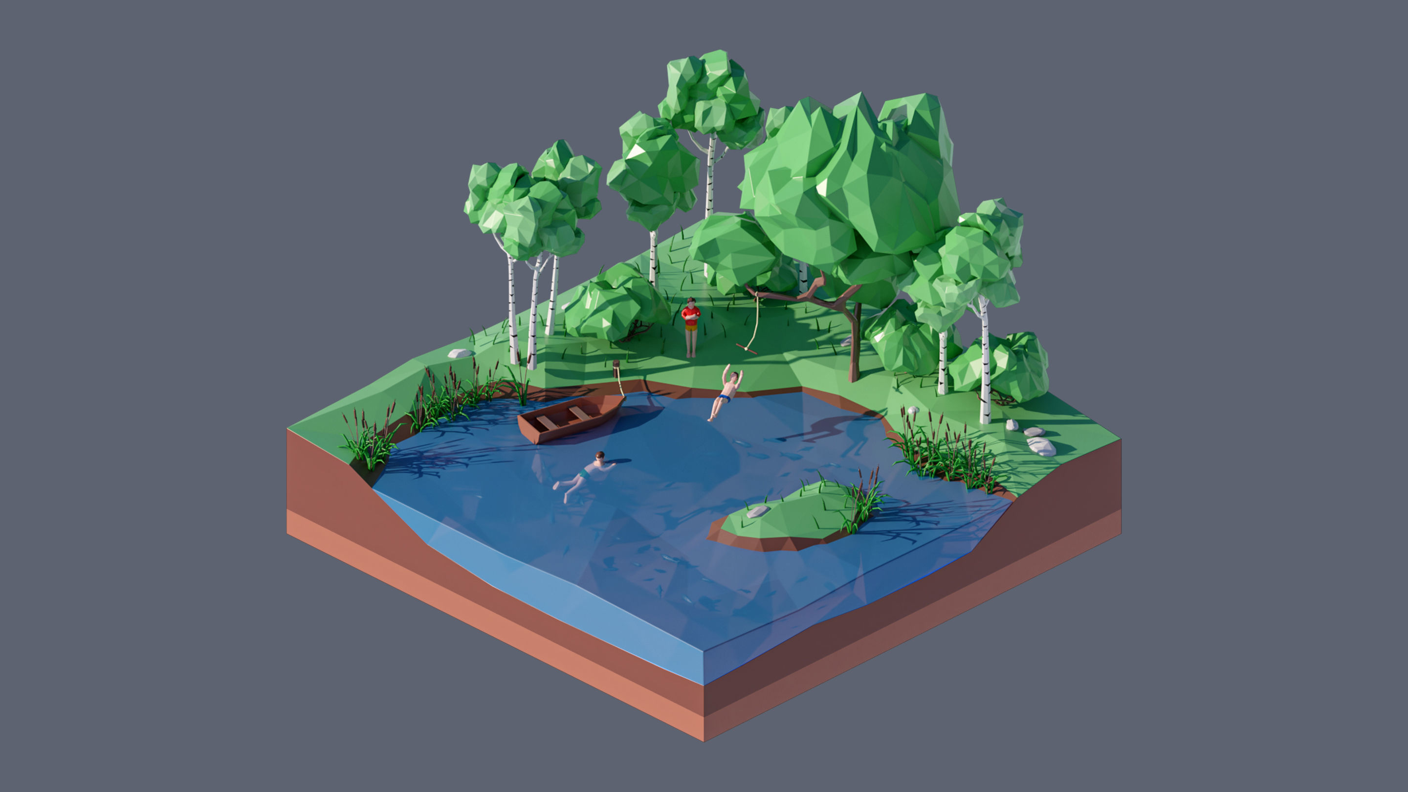 Worlds Square Low-poly 3D model_77