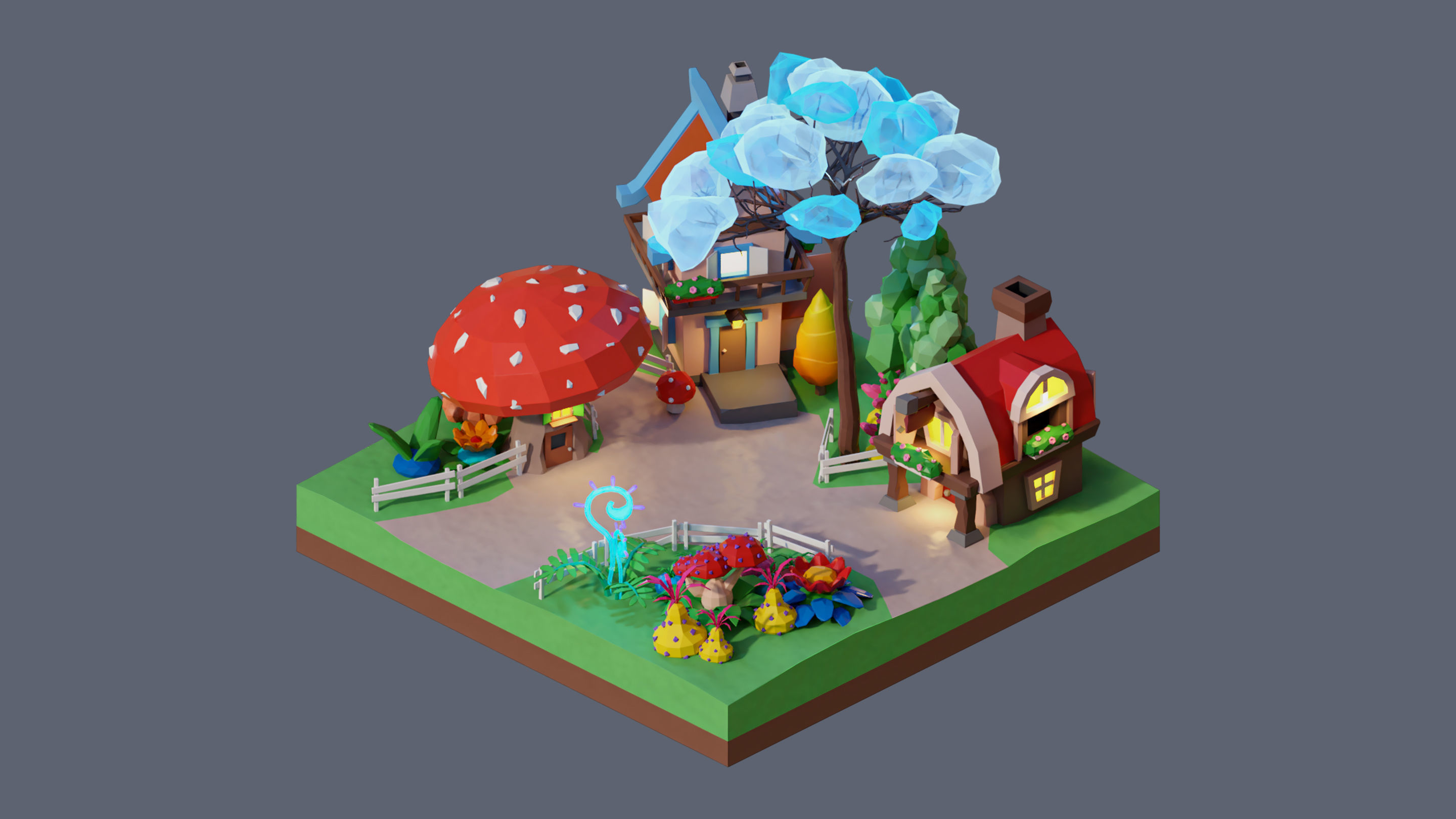 Worlds Square Low-poly 3D model_16