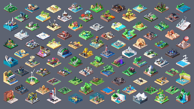Worlds Square Low-poly 3D model 3