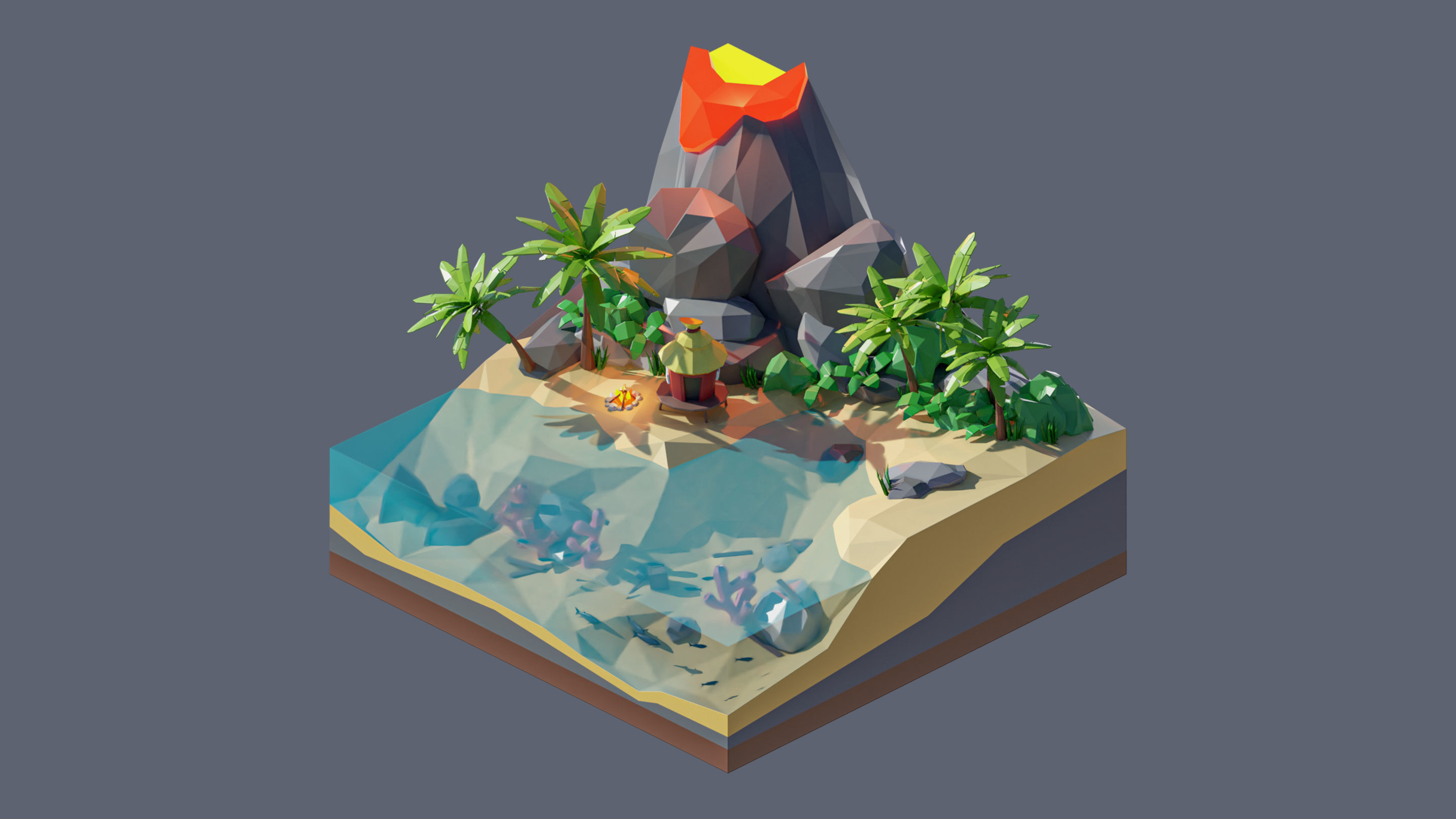 Worlds Square Low-poly 3D model_51