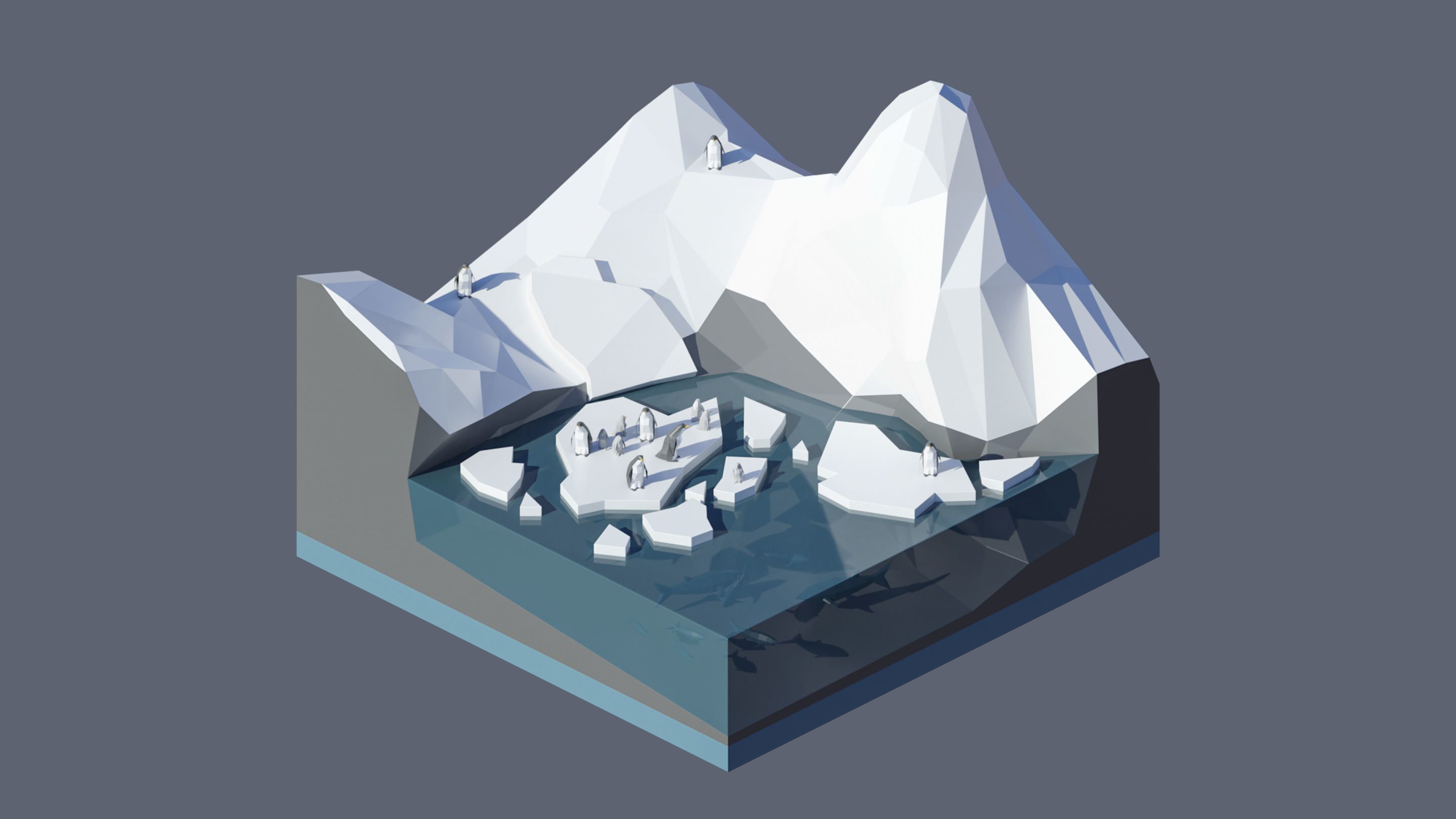 Worlds Square Low-poly 3D model_24