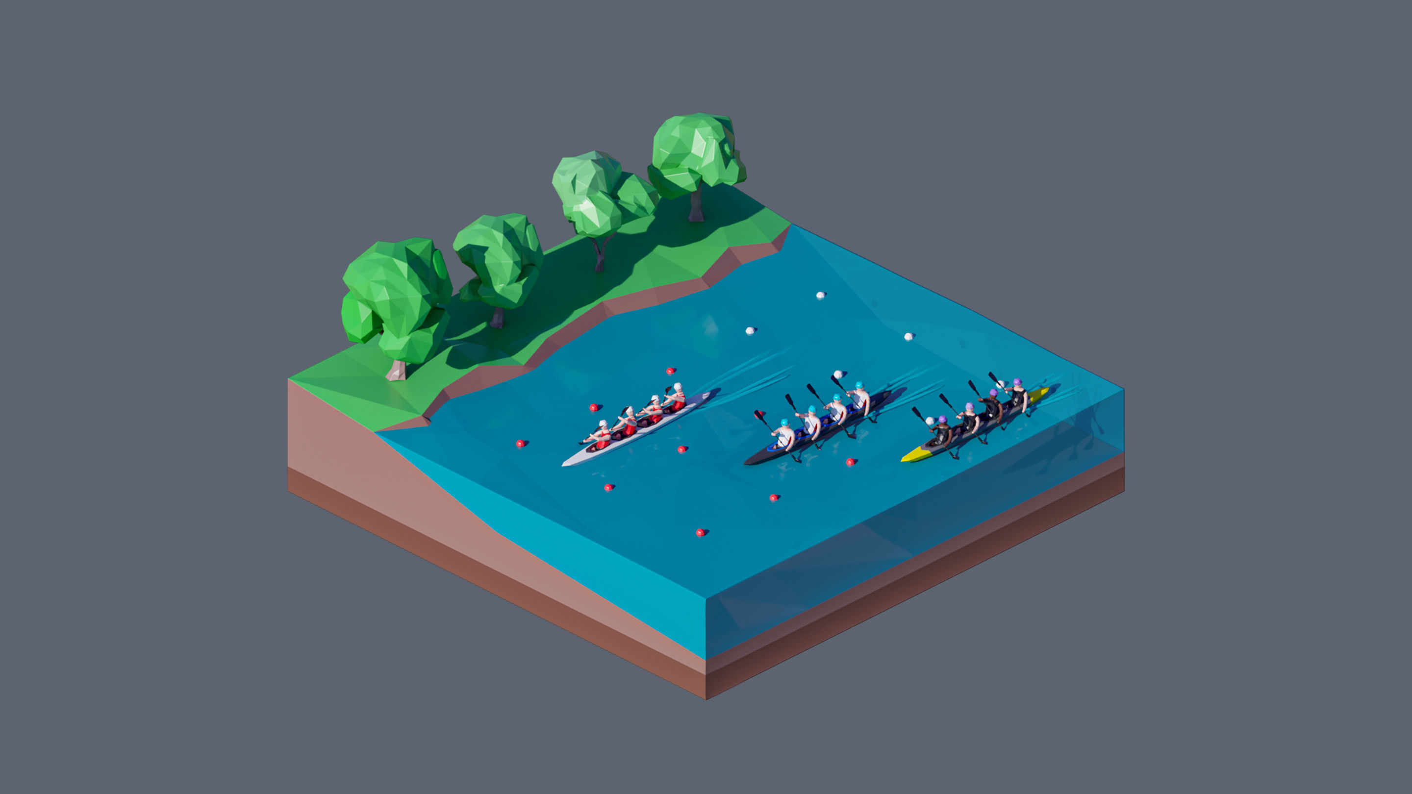 Worlds Square Low-poly 3D model_29