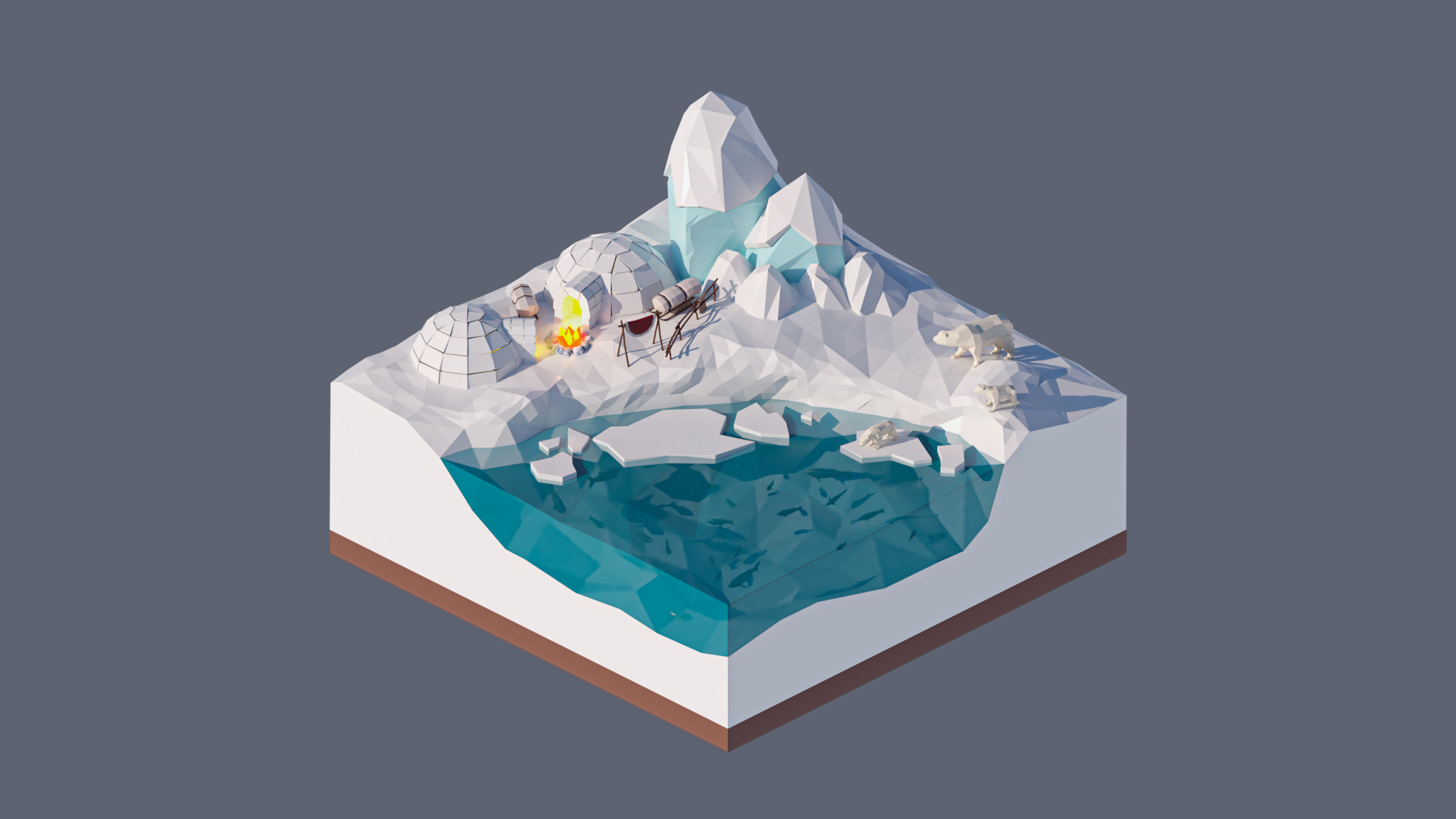 Worlds Square Low-poly 3D model_59