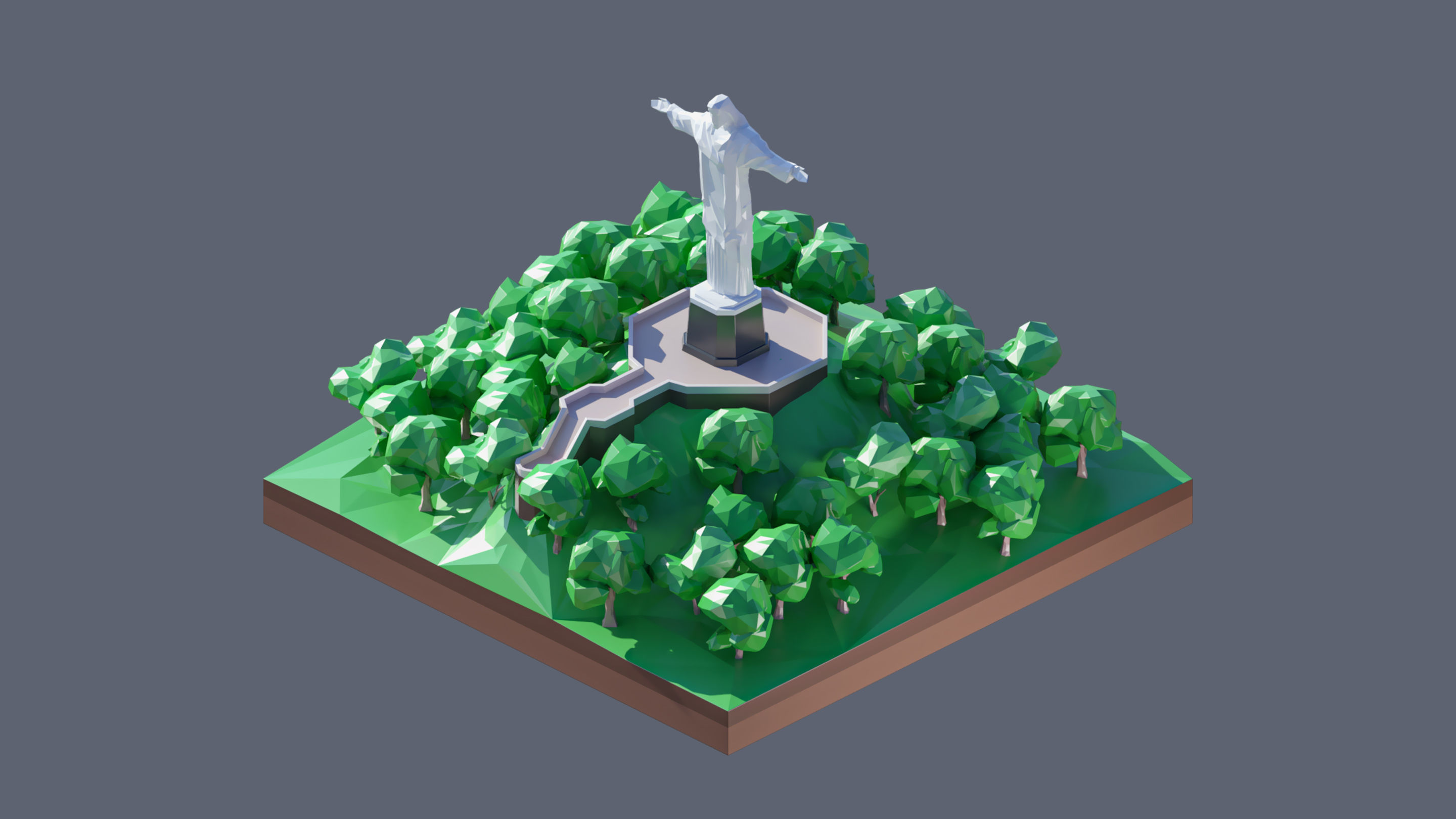 Worlds Square Low-poly 3D model_83
