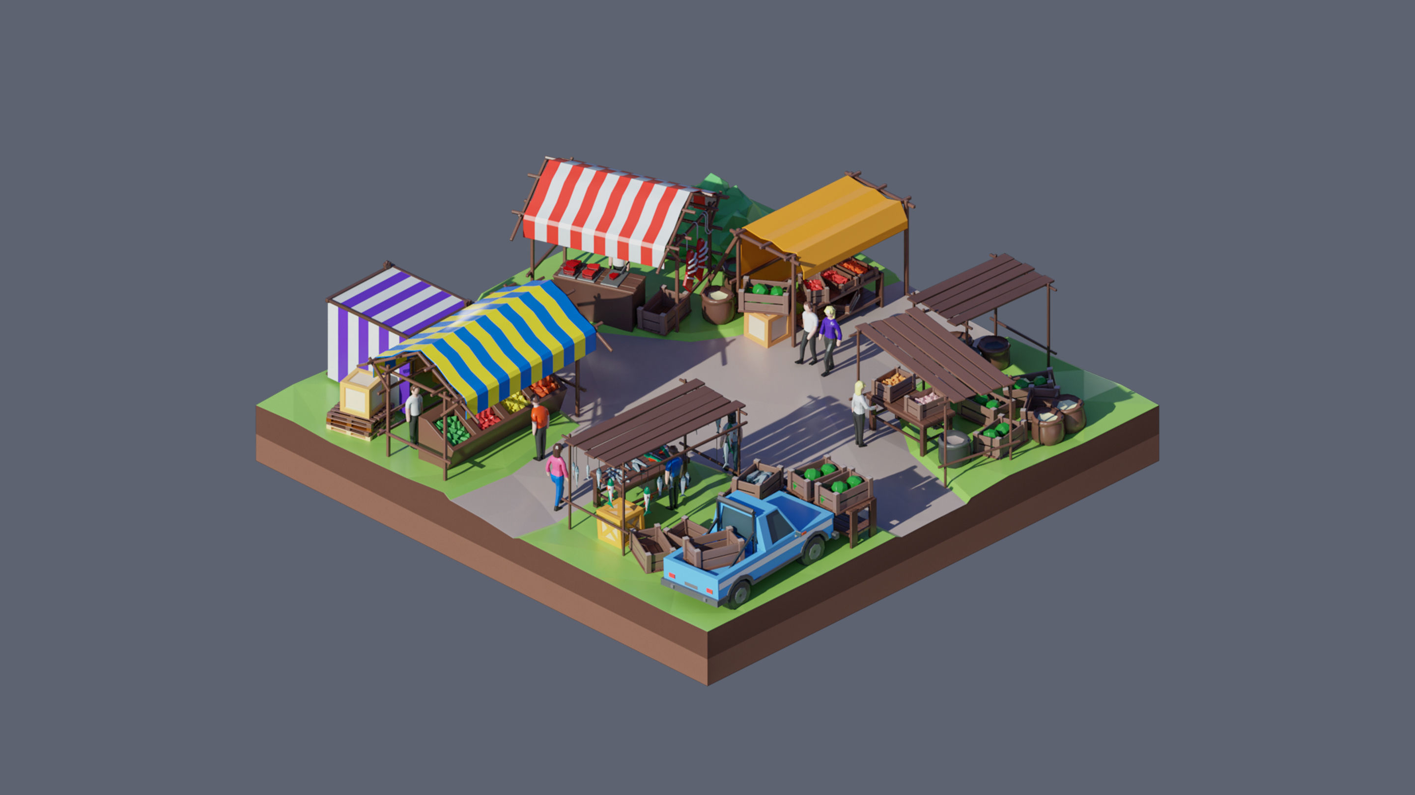 Worlds Square Low-poly 3D model_75