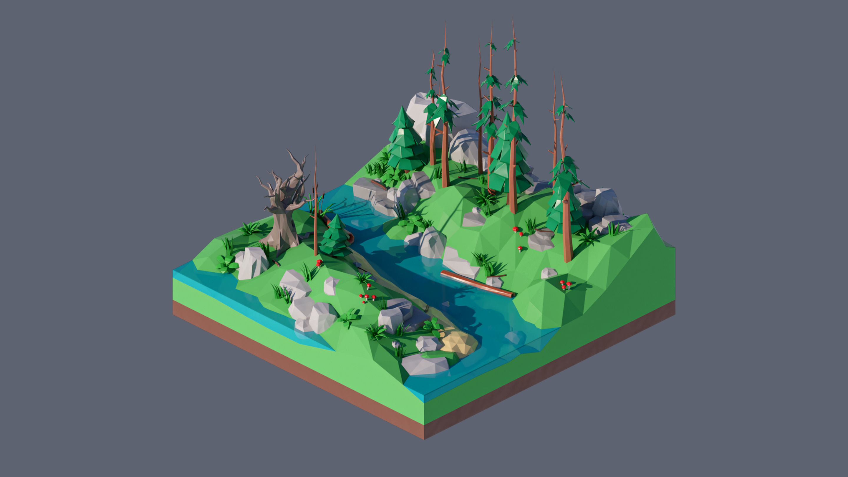 Worlds Square Low-poly 3D model_36