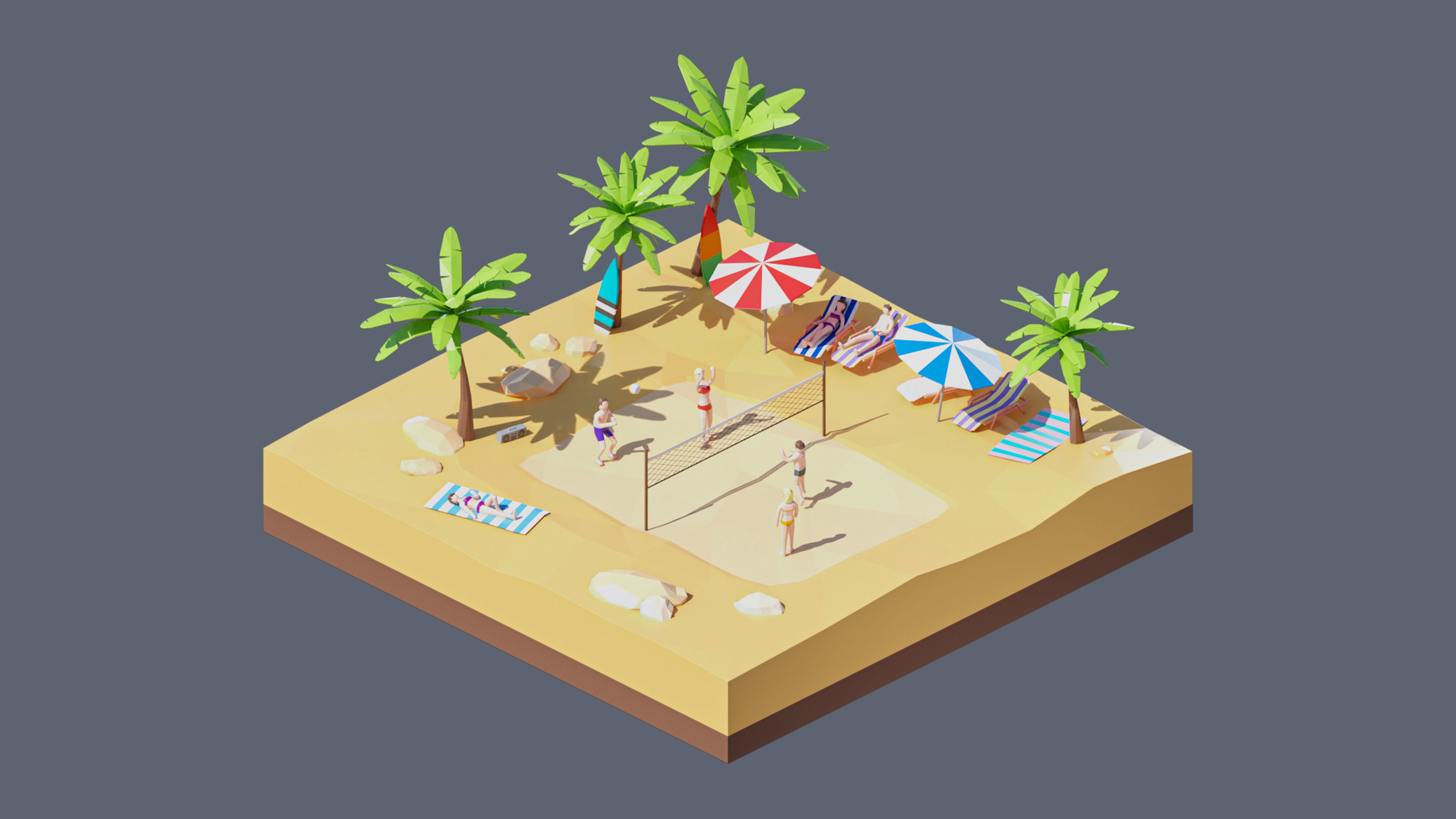 Worlds Square Low-poly 3D model_48