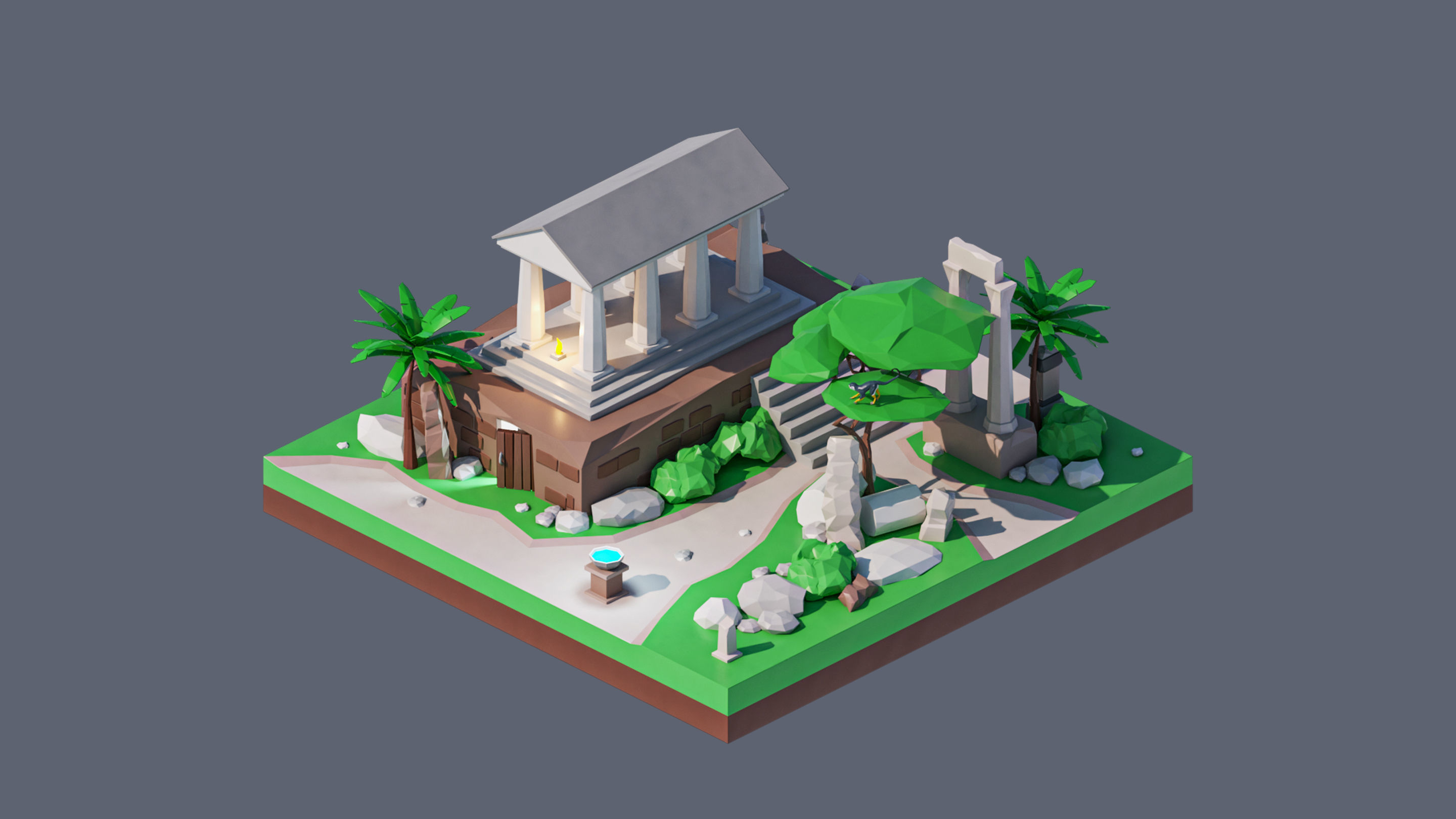 Worlds Square Low-poly 3D model_32