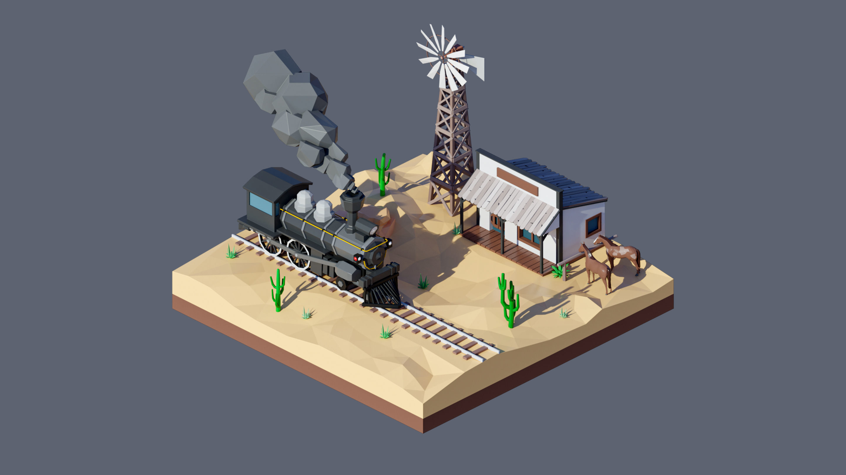 Worlds Square Low-poly 3D model_17