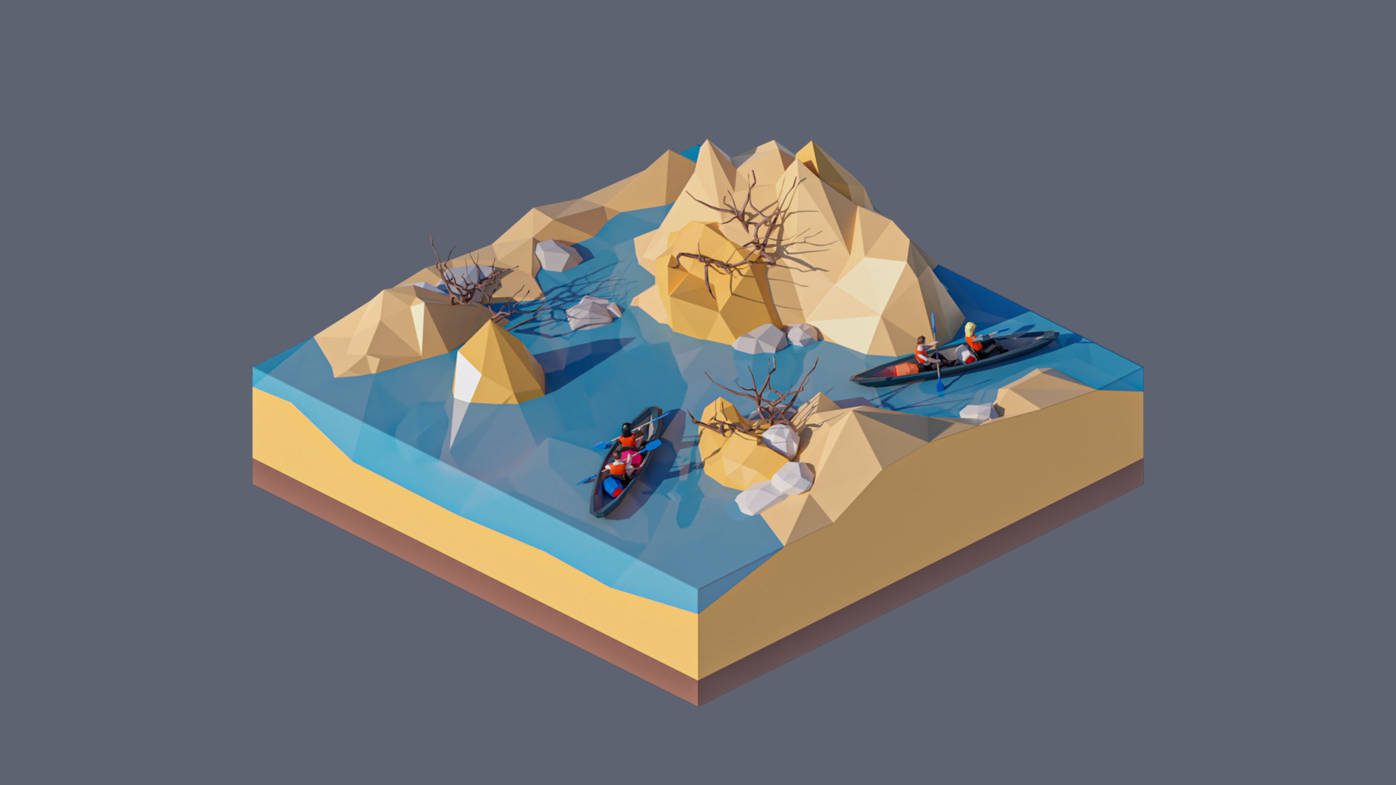 Worlds Square Low-poly 3D model_63