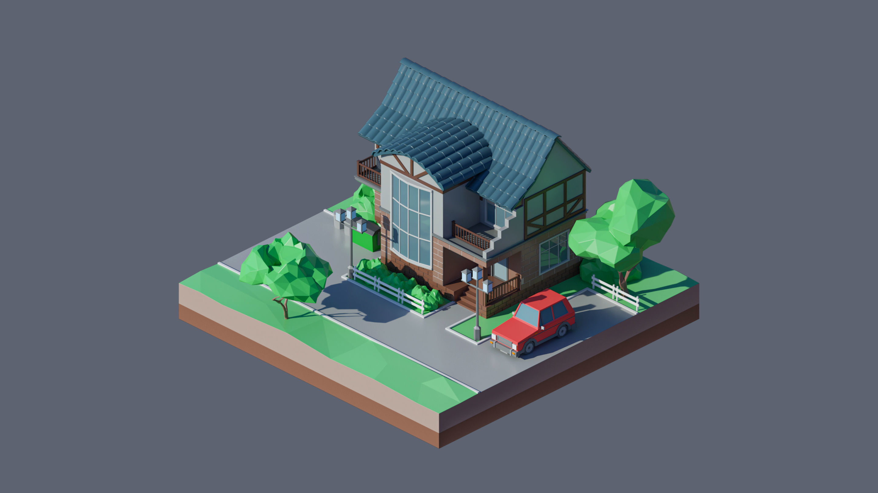 Worlds Square Low-poly 3D model_31