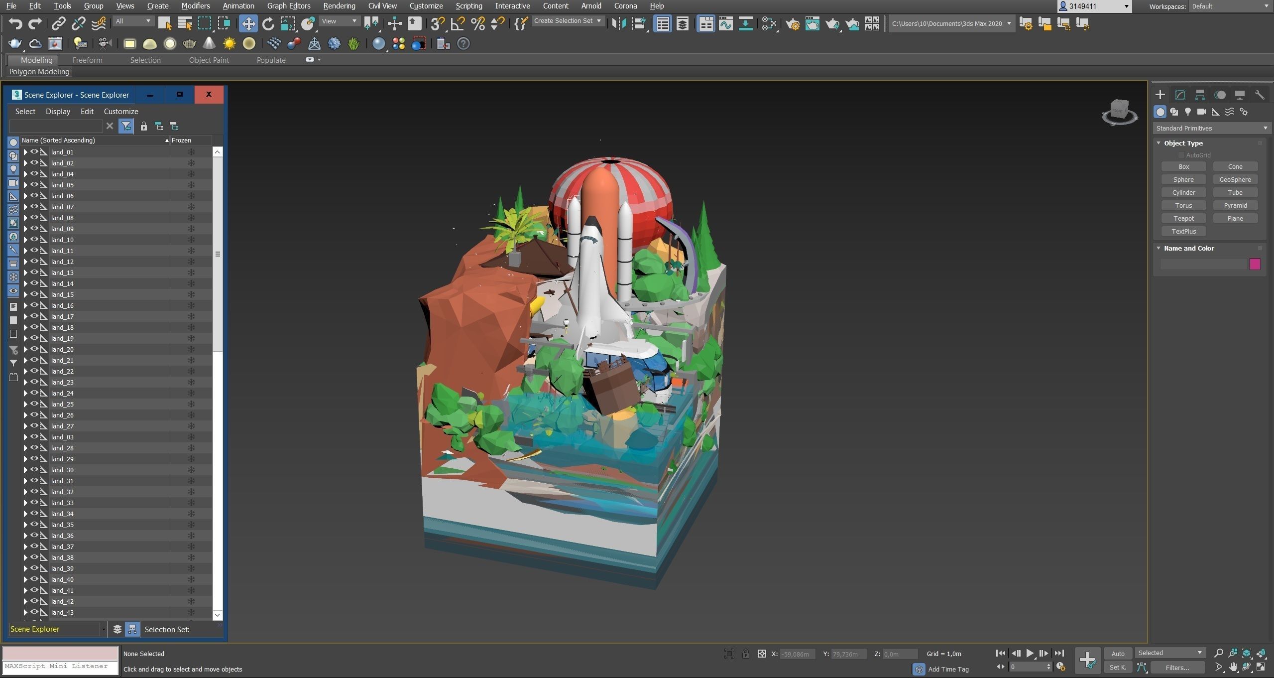 Worlds Square Low-poly 3D model_111