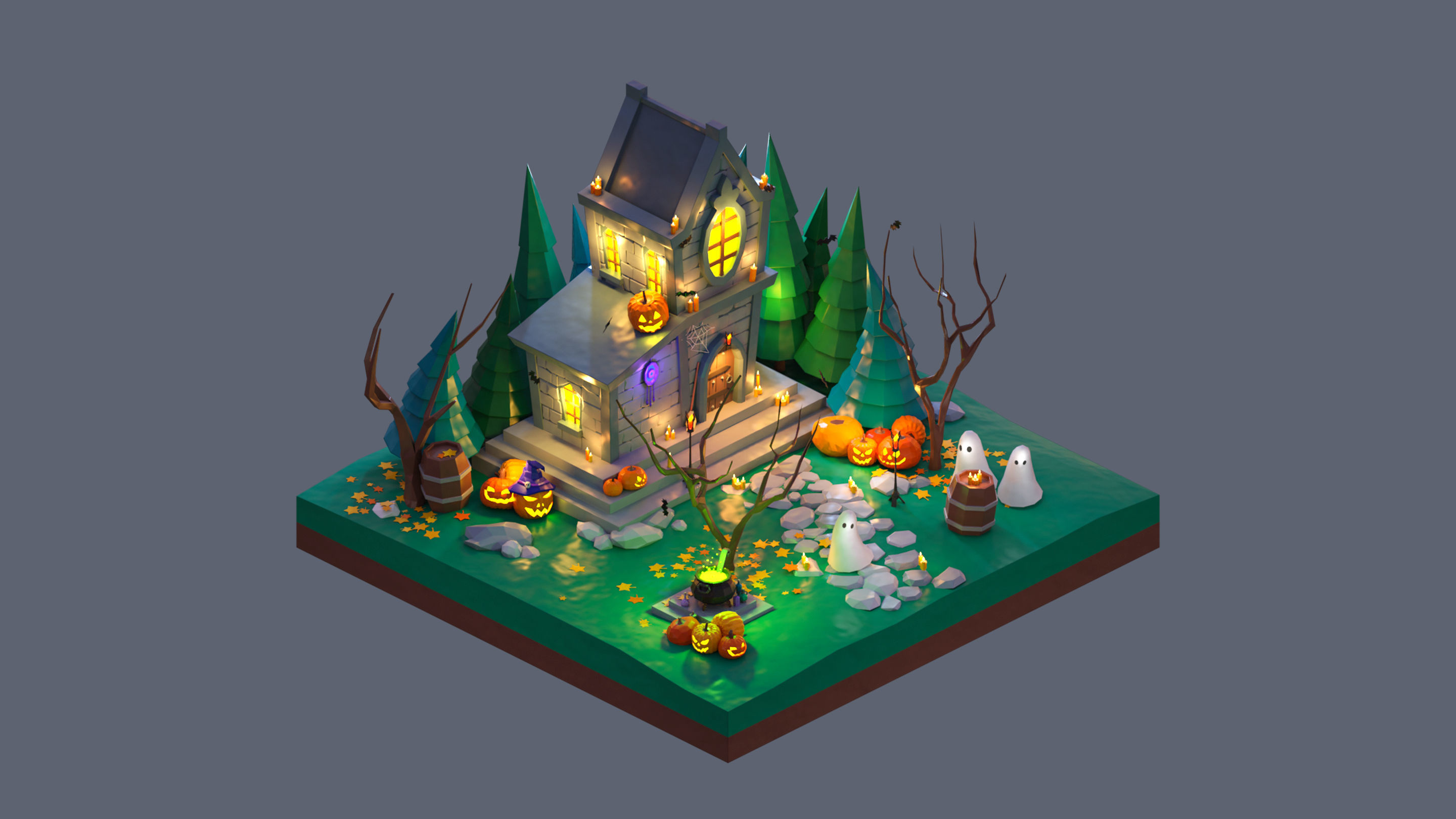 Worlds Square Low-poly 3D model_13