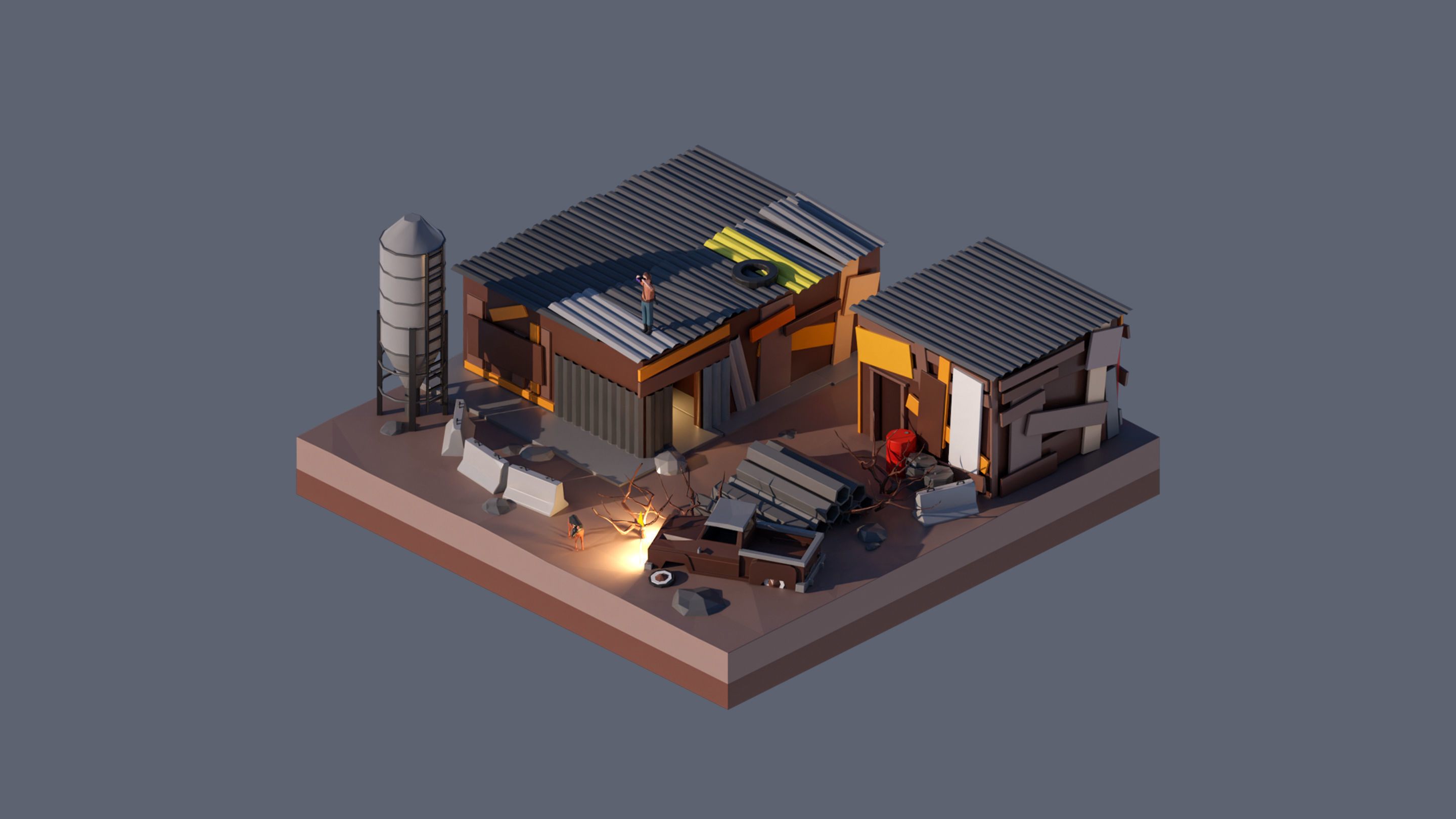 Worlds Square Low-poly 3D model_21