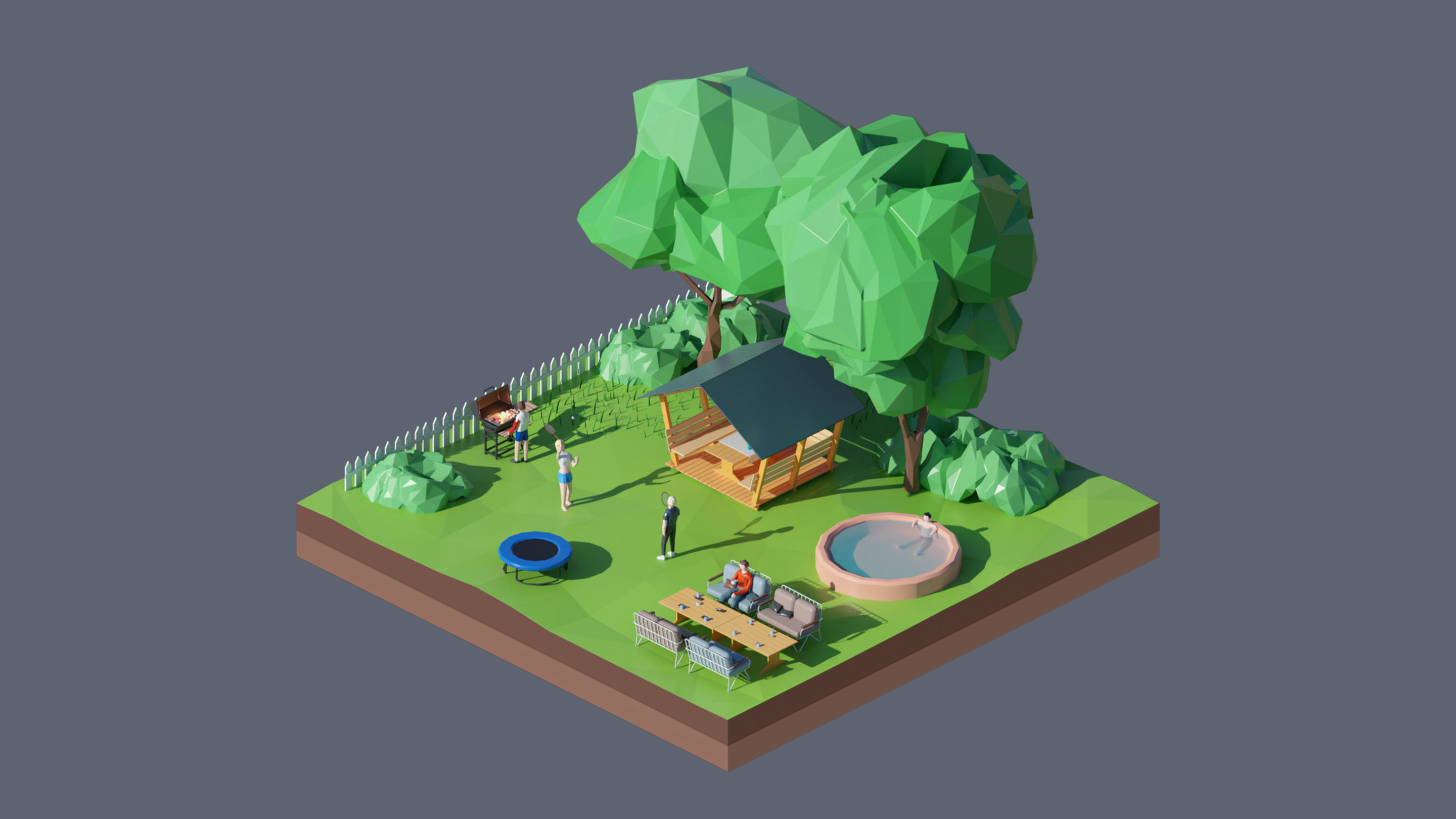 Worlds Square Low-poly 3D model_69