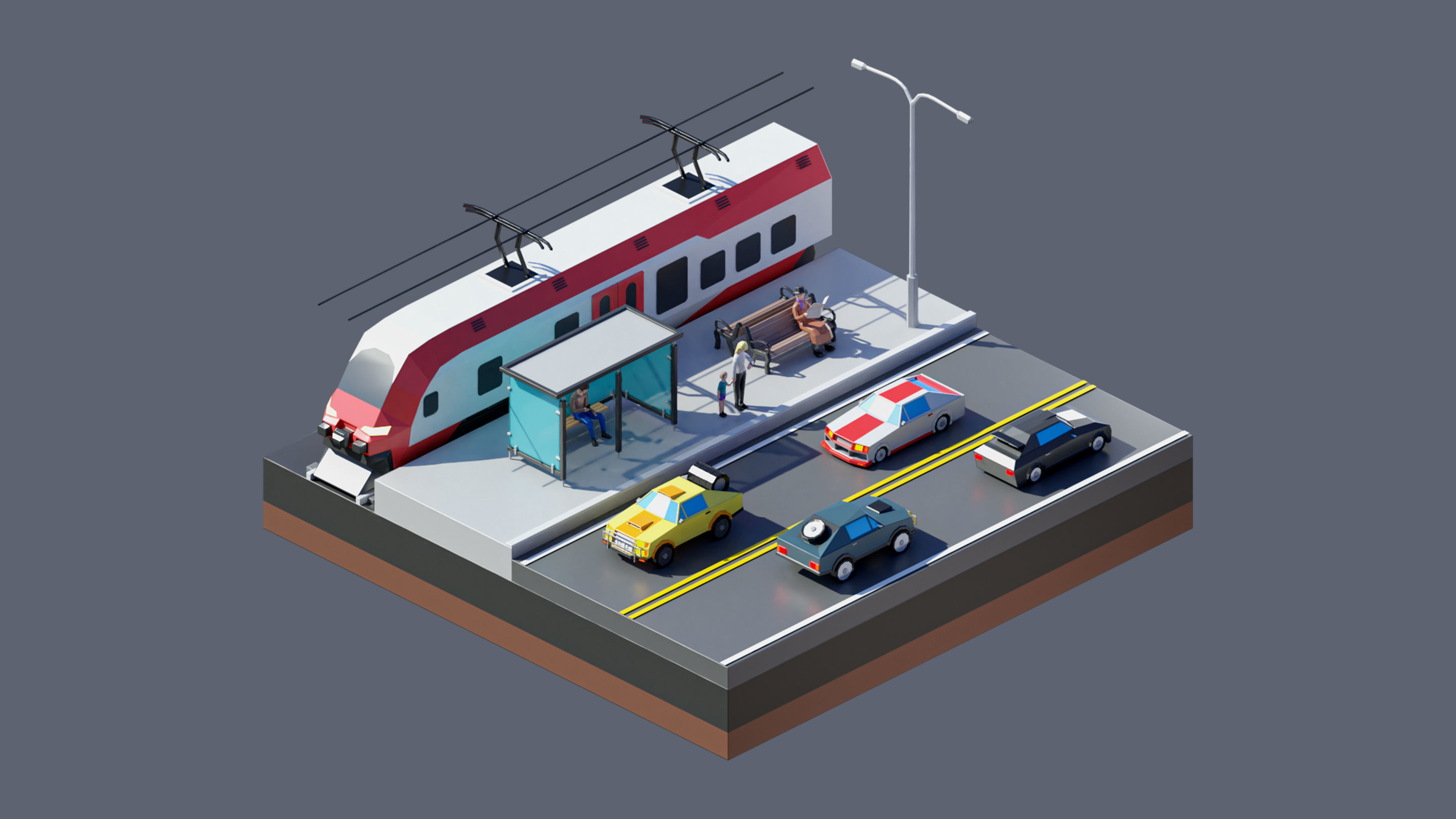 Worlds Square Low-poly 3D model_50