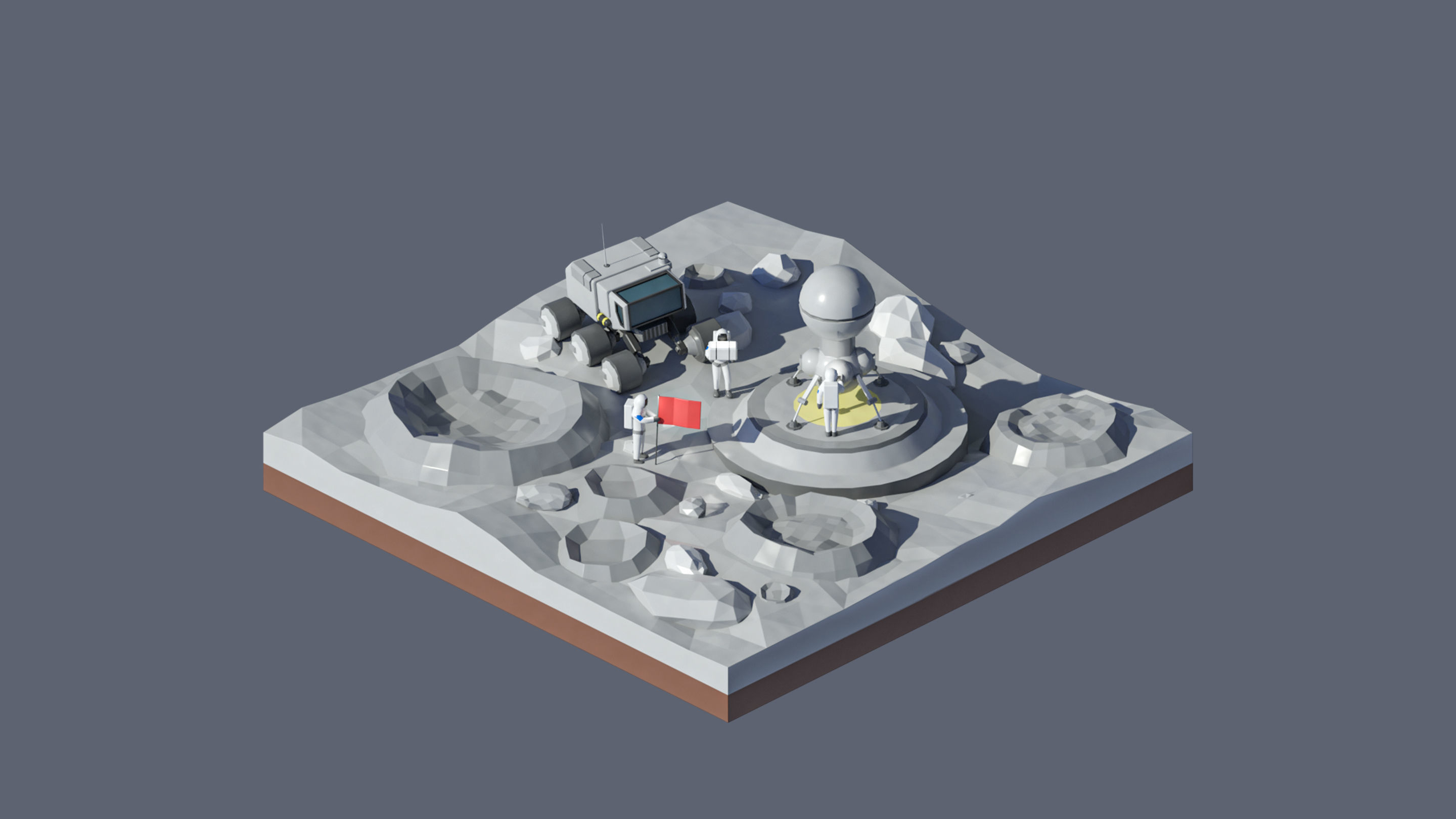 Worlds Square Low-poly 3D model_33